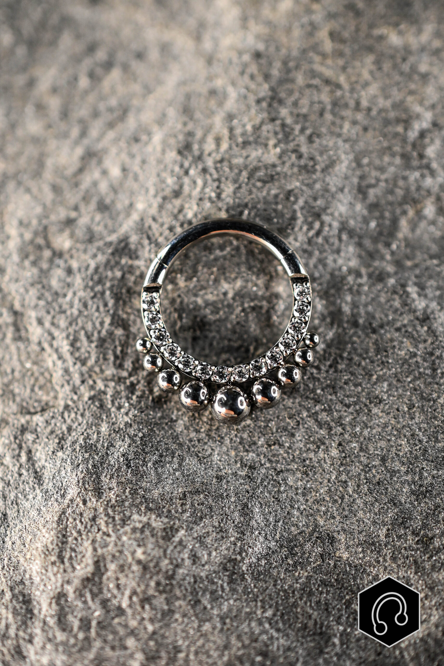 Anneau Titane Argenté Luna Beads