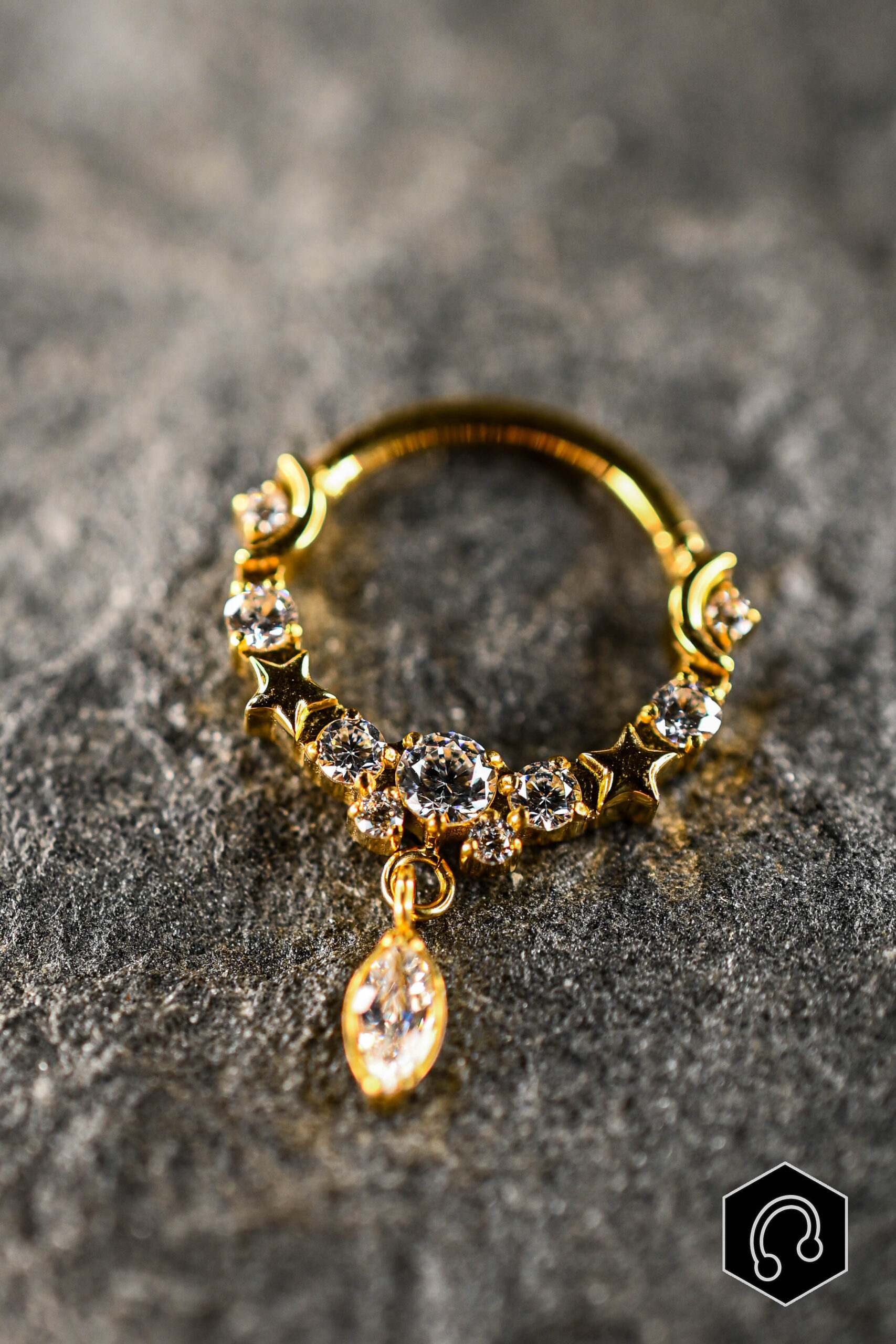 Anneau Clicker Titane Doré Sélène