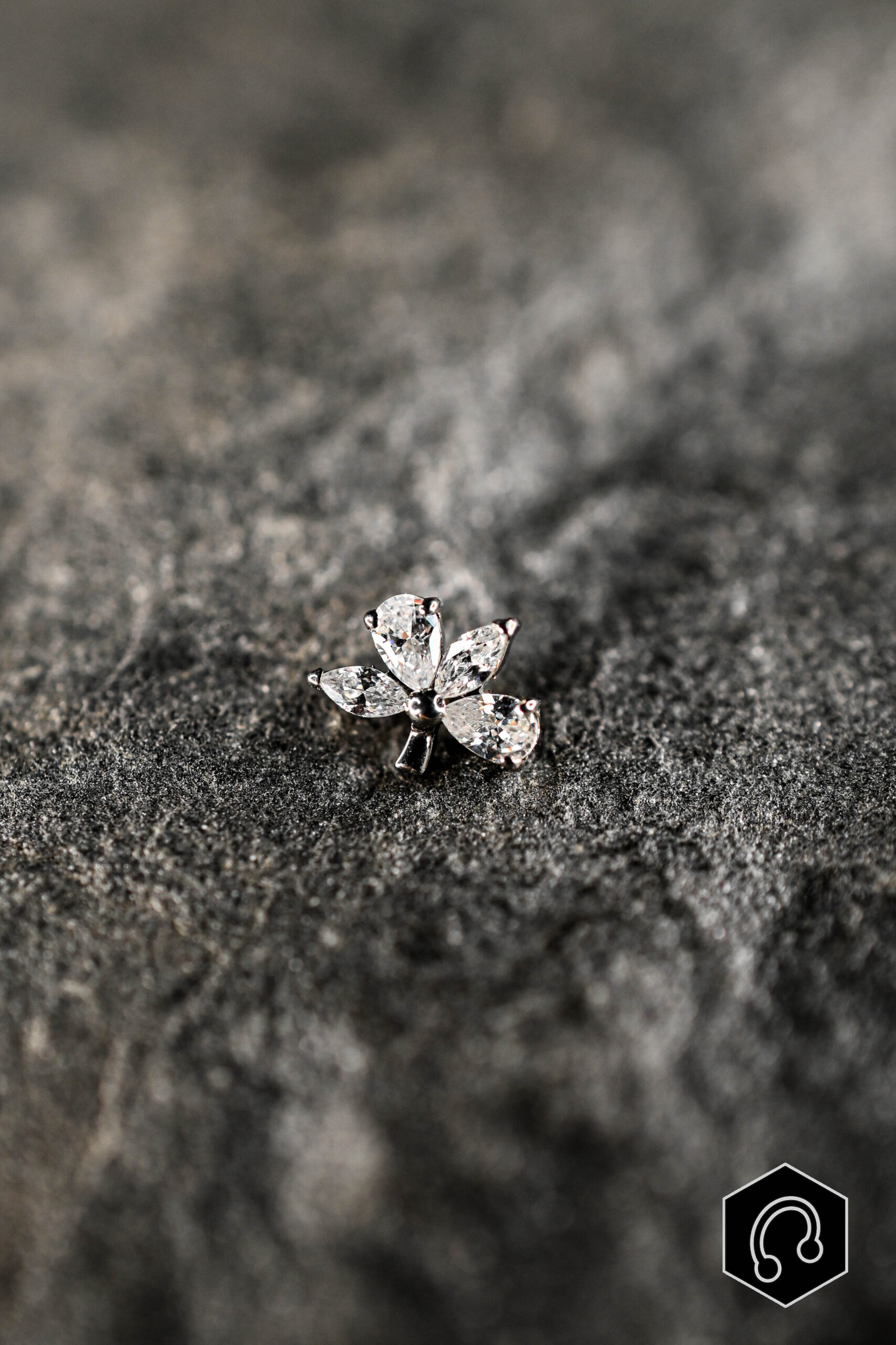 Labret Titane Argenté Obsidia