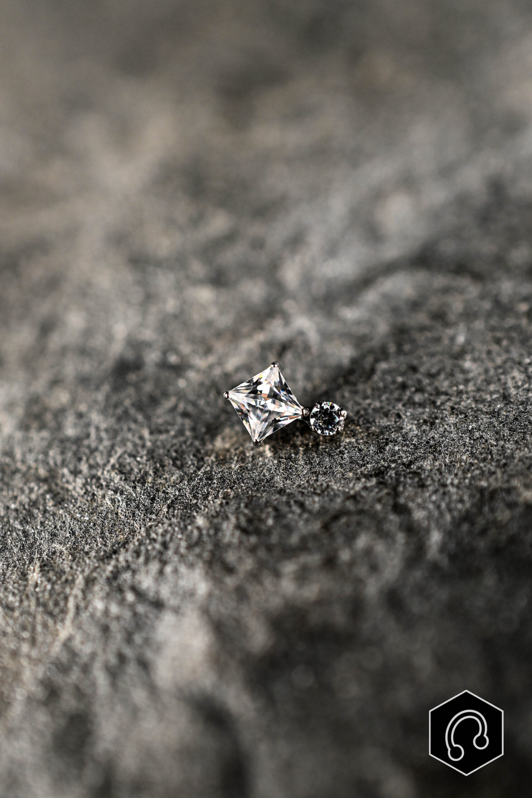 Labret Titane Argenté Diamond Duo