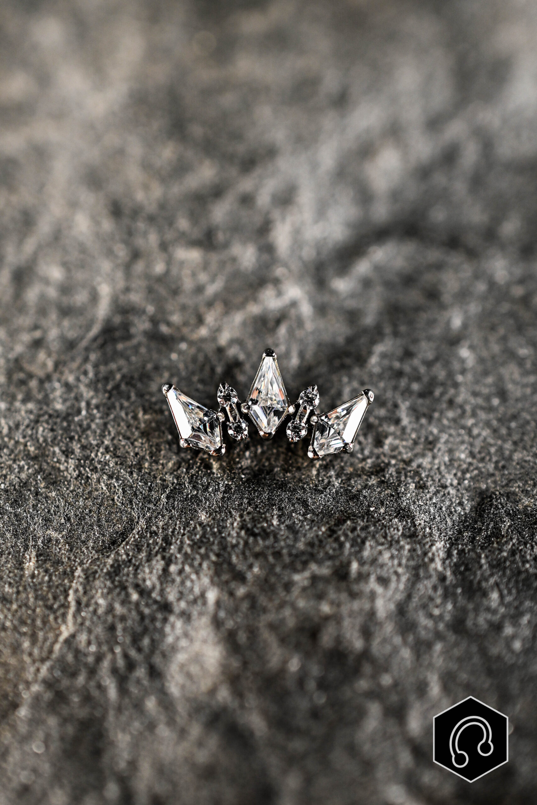 Labret Titane Argenté Crystal Crown