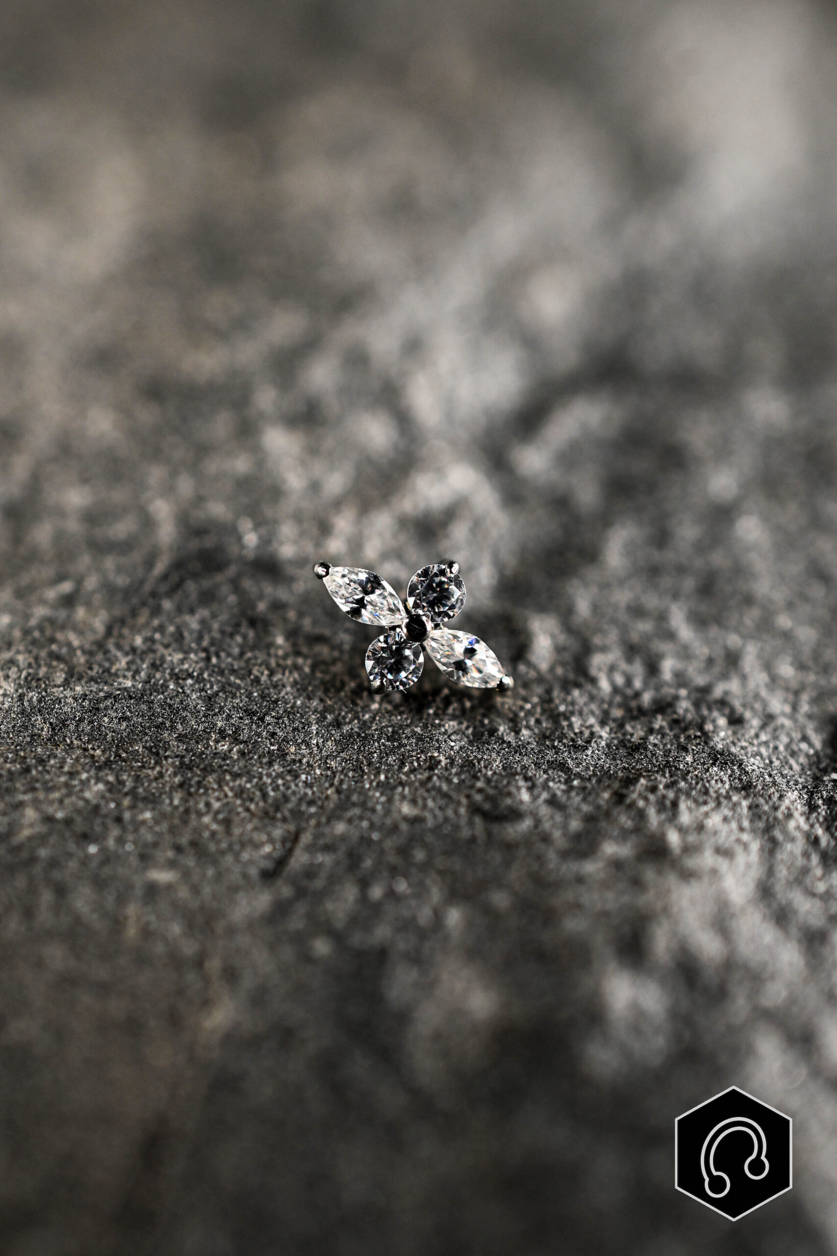 Labret Crystal Céleste argenté Petit