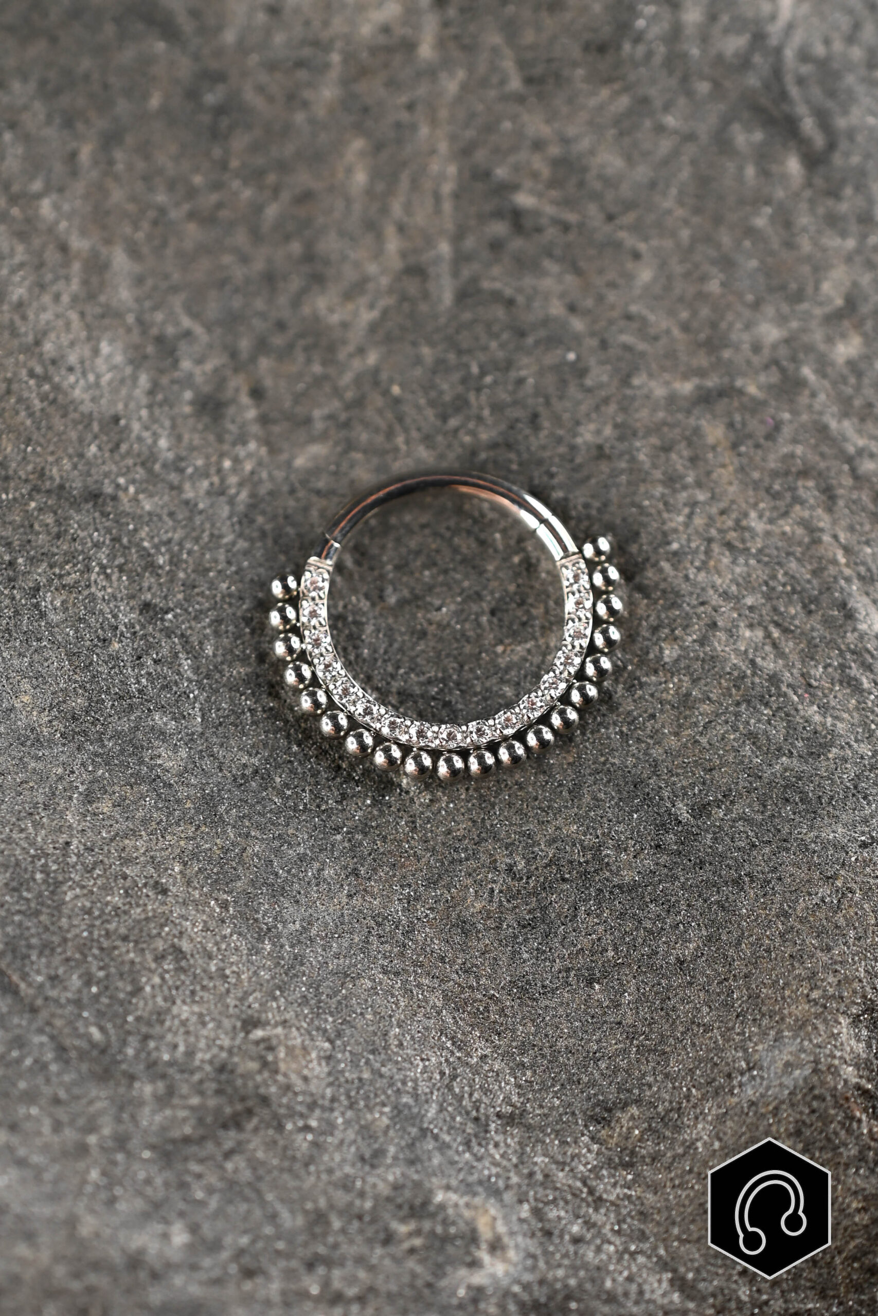 Anneau Titane Clicker Argenté Royal Beads