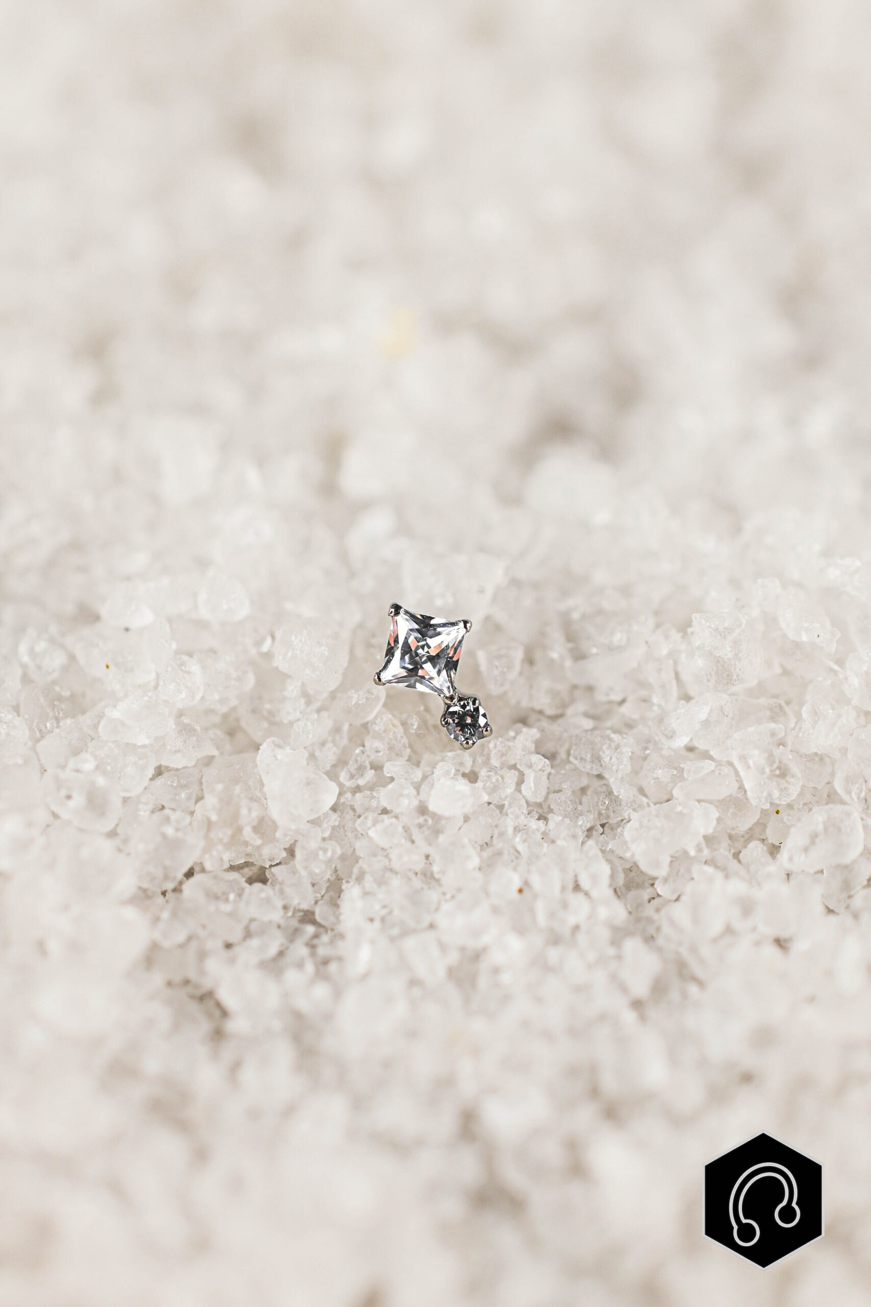 Labret Titane Argenté Diamond Duo