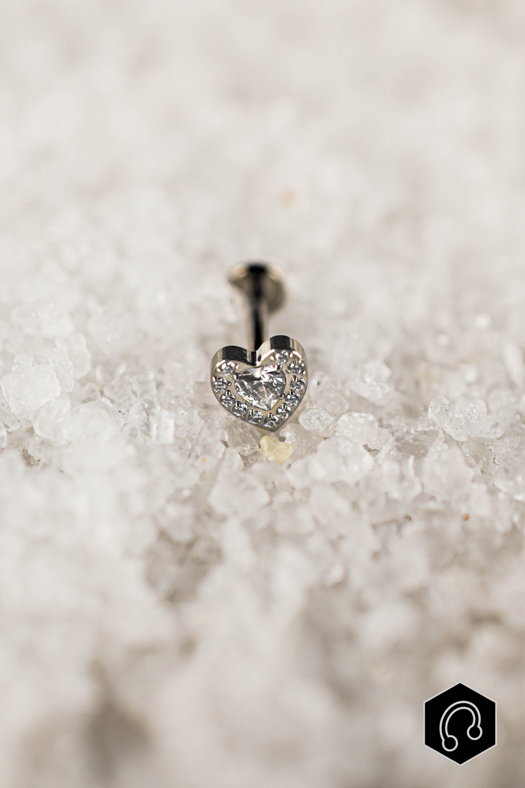 Labret Titane Argenté Heart Kiss