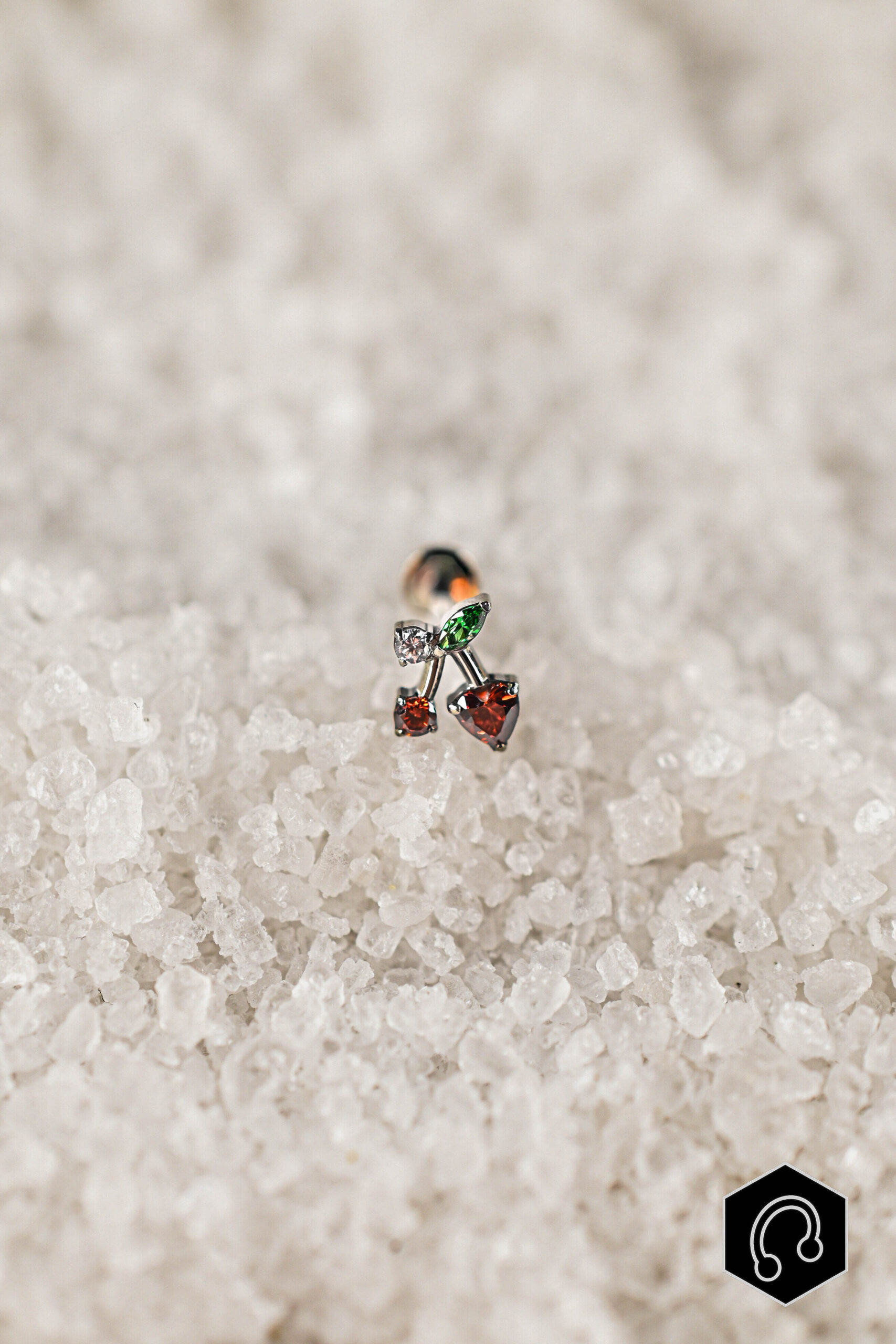 Labret Titane Argenté Cherry Pop