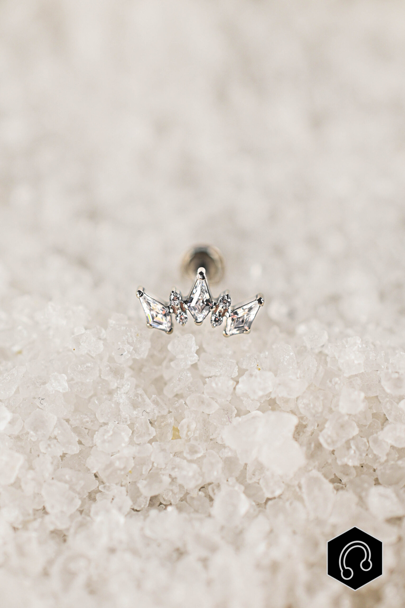 Labret Titane Argenté Crystal Crown