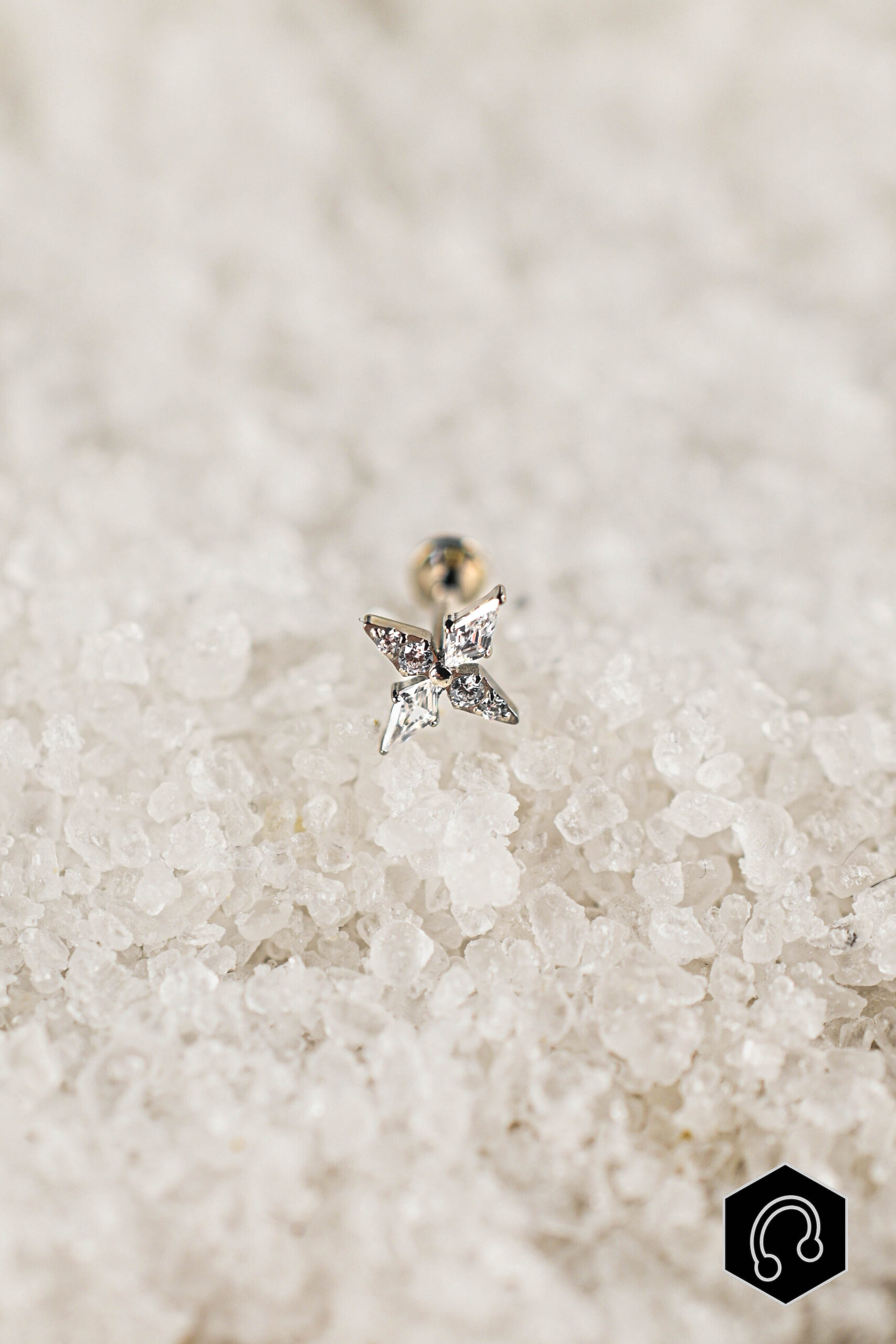 Labret argenté strass croix