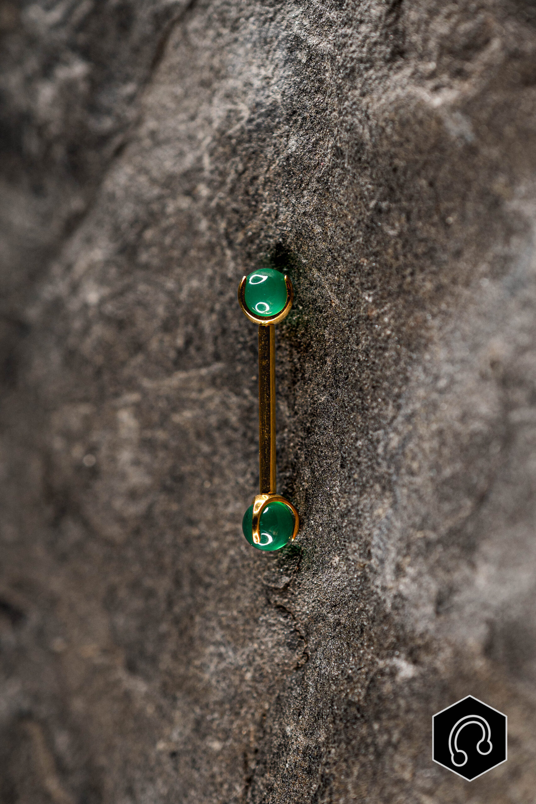 Barre Titane Doré Agate verte