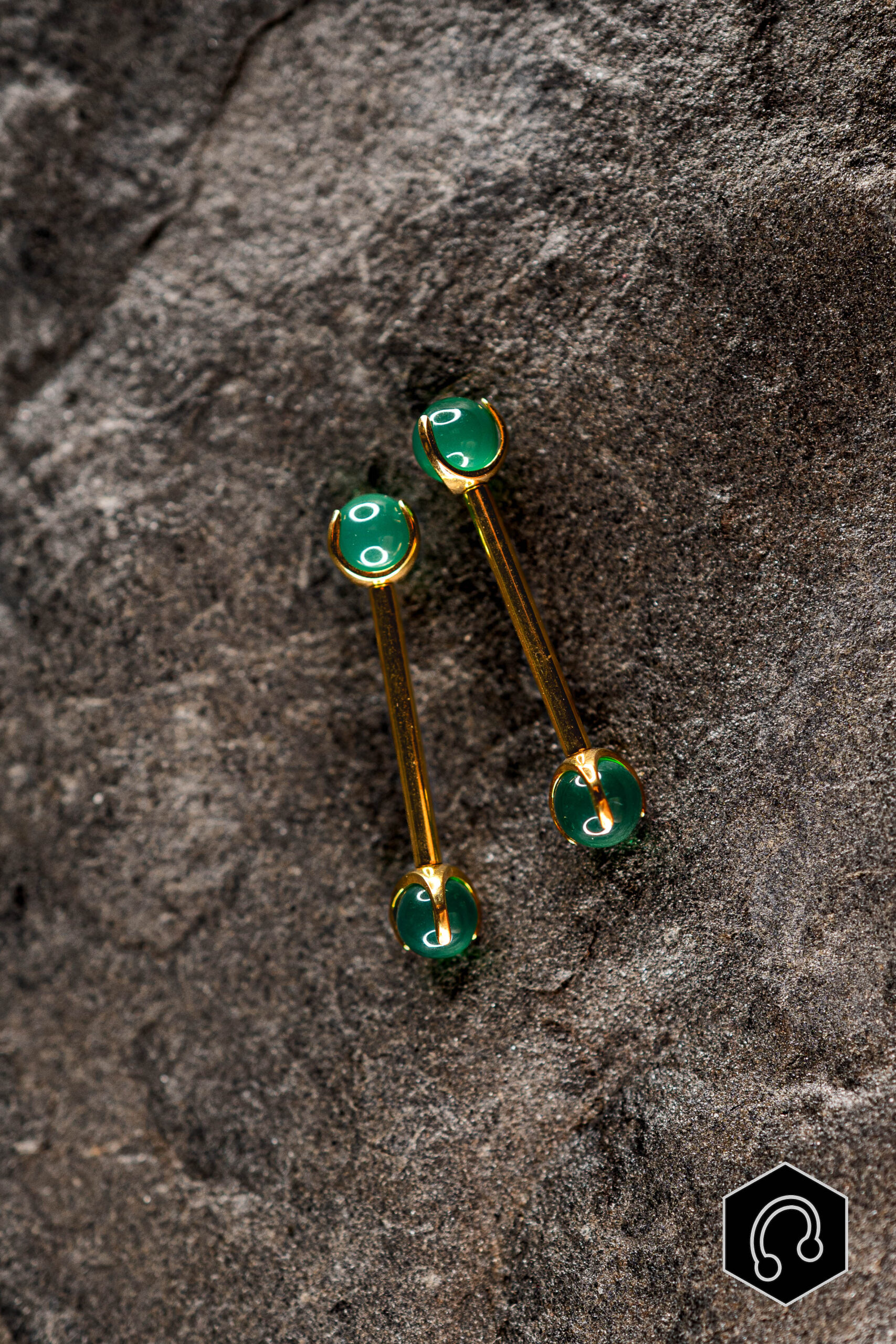 Barre Titane Doré Agate verte