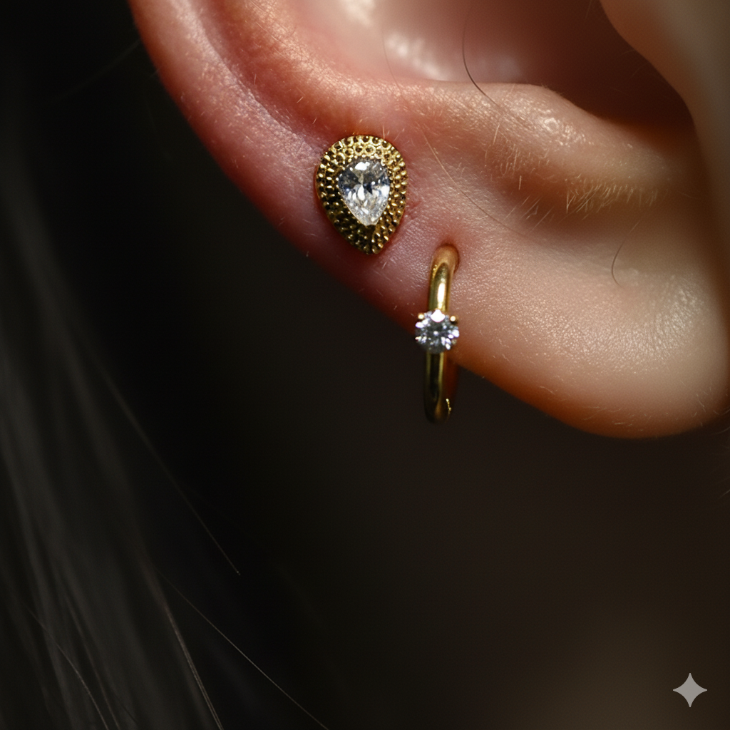 labret titane doré Royal Tear avec cristal