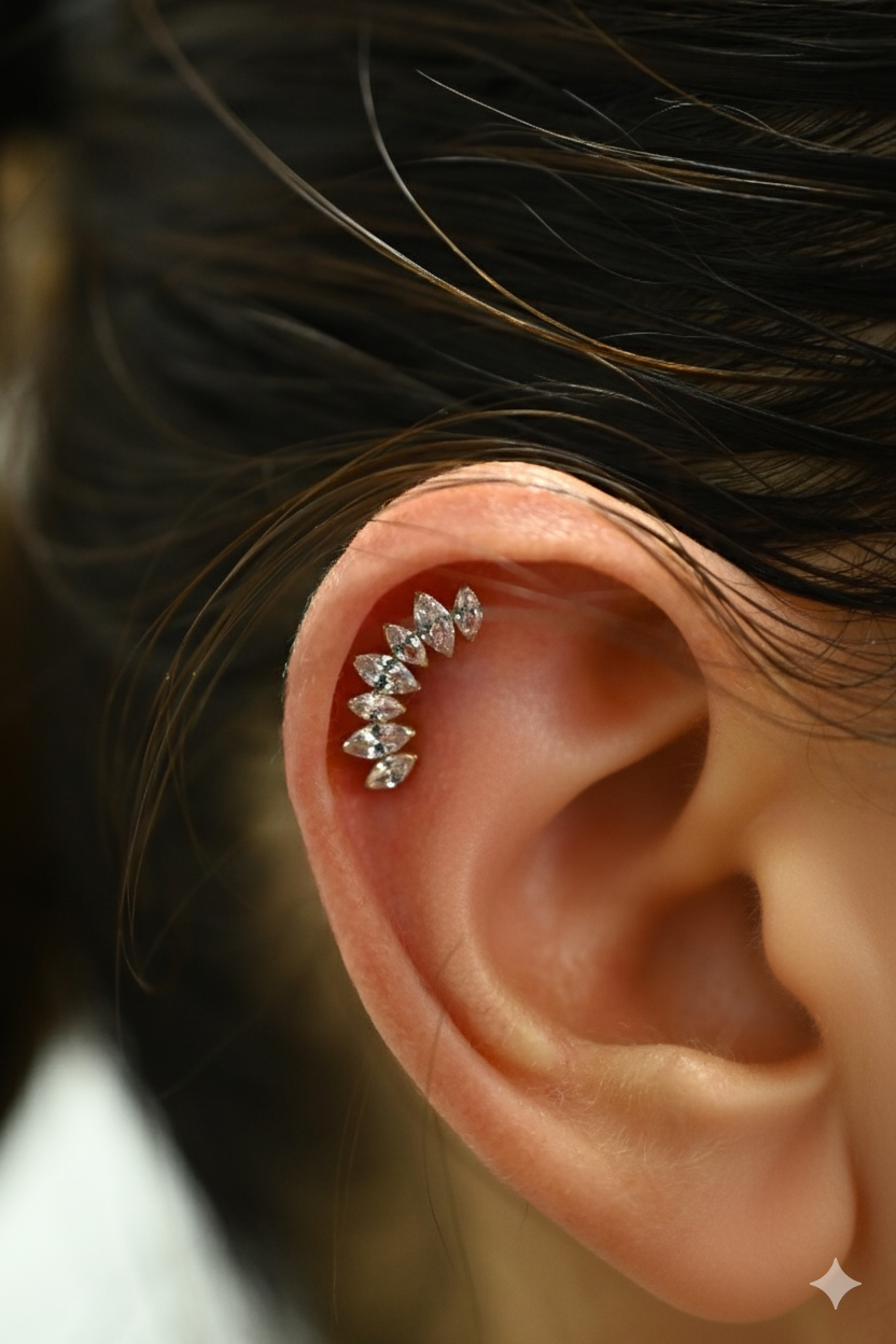 Labret Titane Doré Marquise Halo