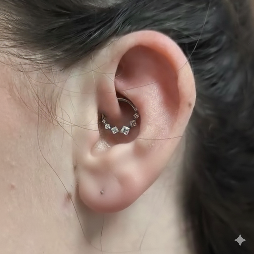 Anneau Clicker Titane Argenté Prism