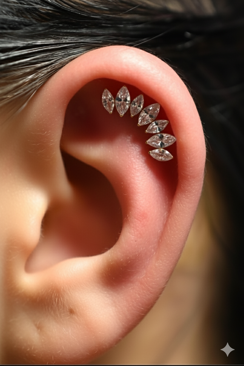 Labret Titane Doré Marquise Halo