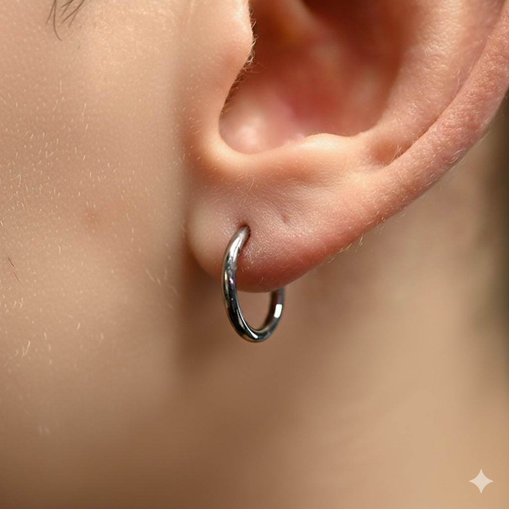 Anneau clicker titane argenté Essential – bijou piercing septum, daith, hélix, lobe
