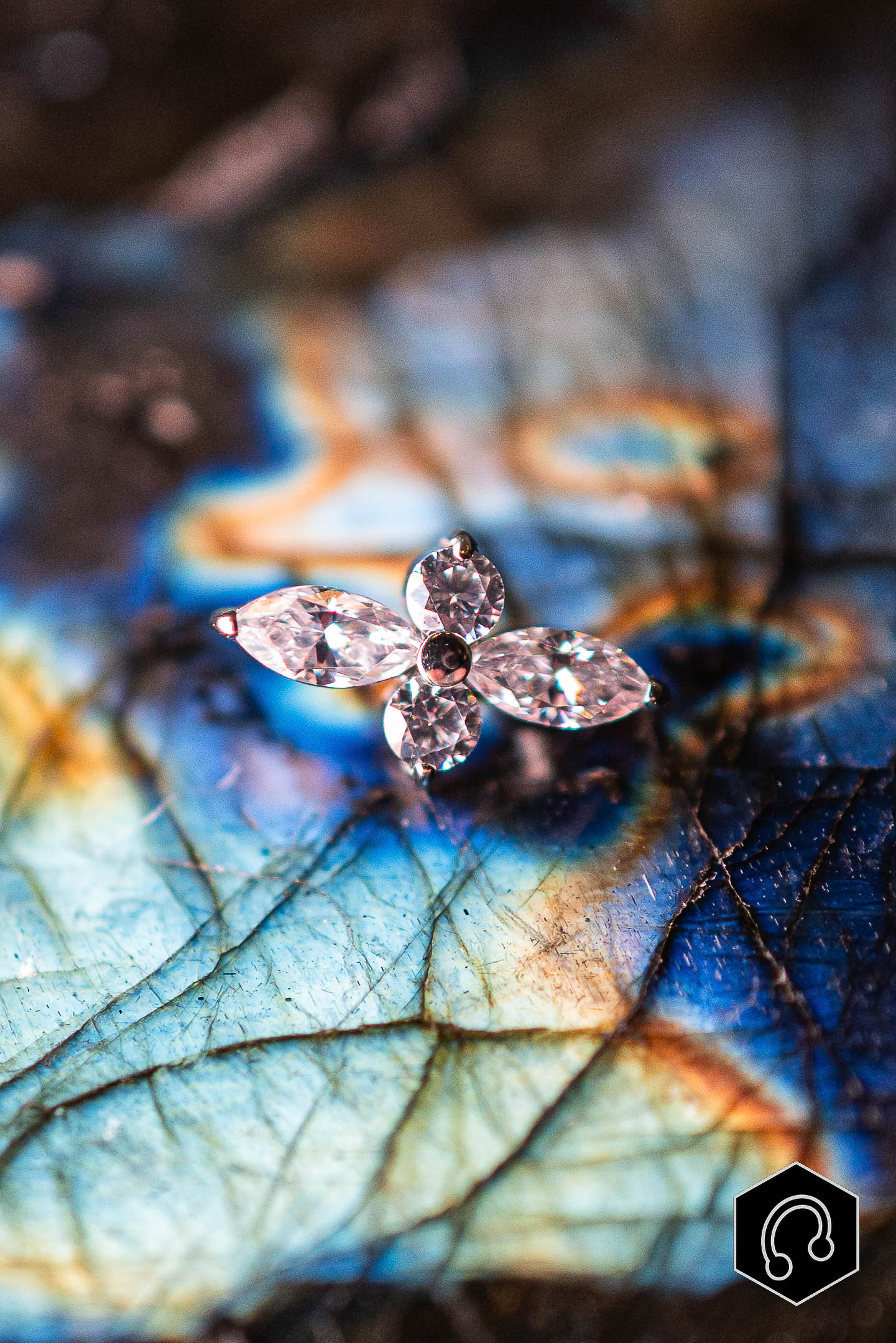 Labret Titane Crystal Céleste Moyen