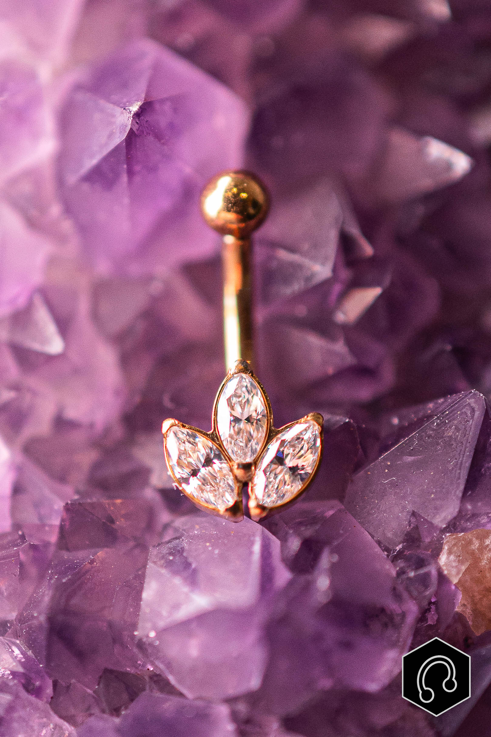 bijou rook titane doré trinity bloom gold fleur zircon