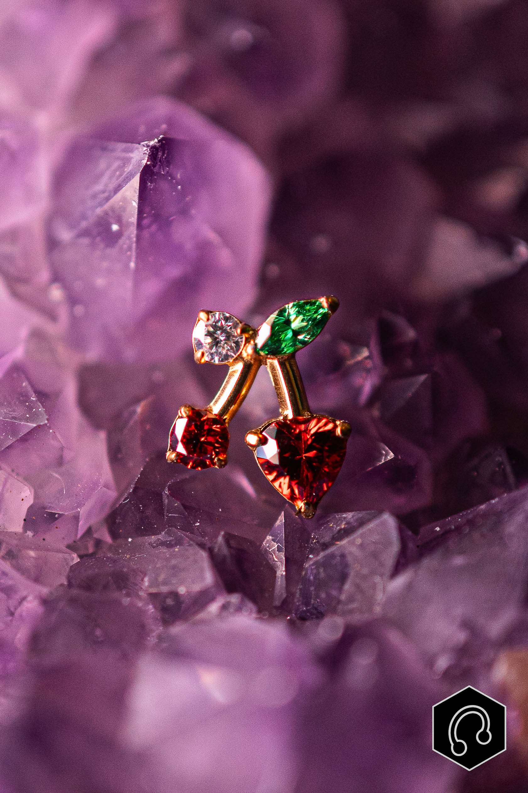 Labret Titane Doré Cherry Pop