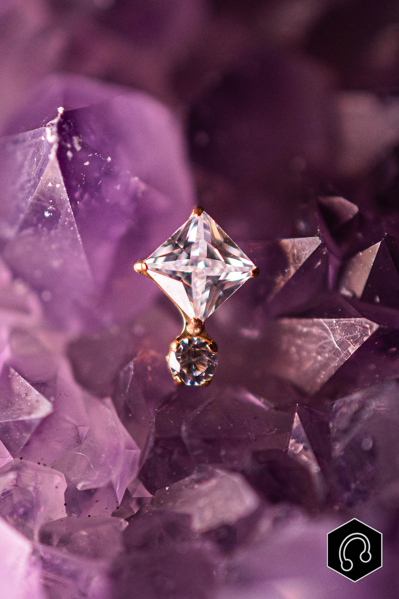 Labret Titane Doré Diamond Duo