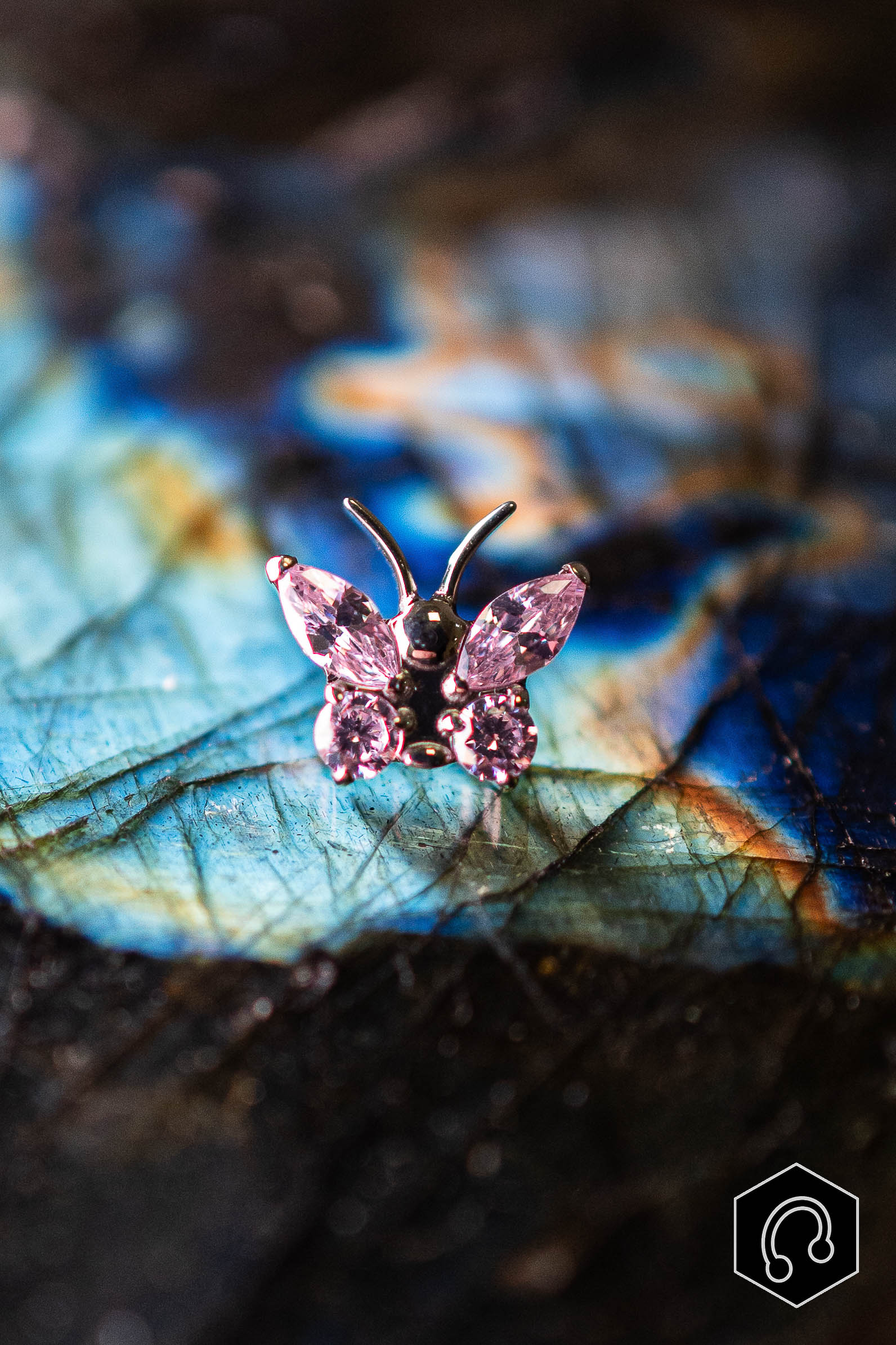 Labret Titane Rose Cristal bloom