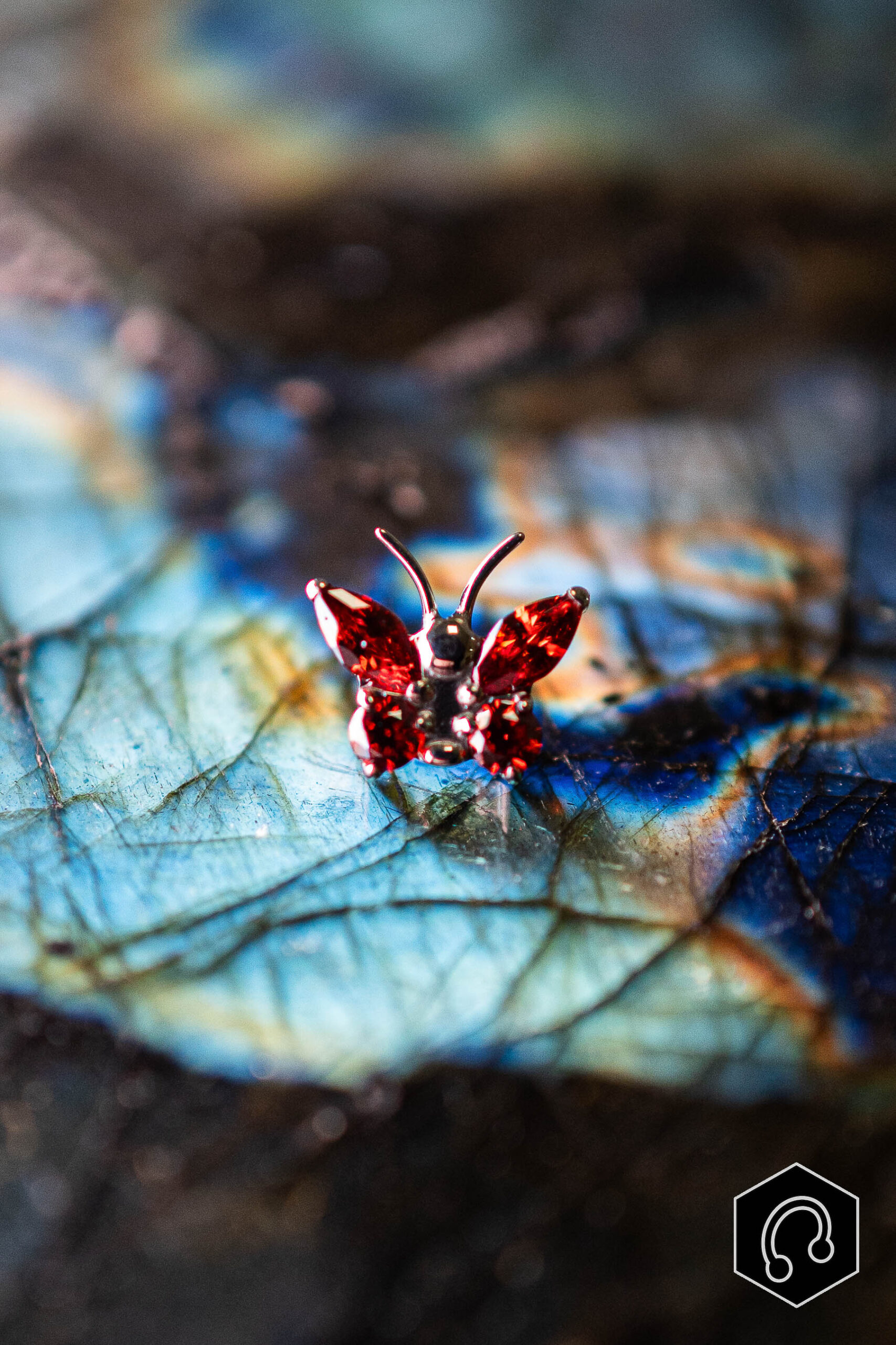 Labret Titane Rouge Cristal bloom