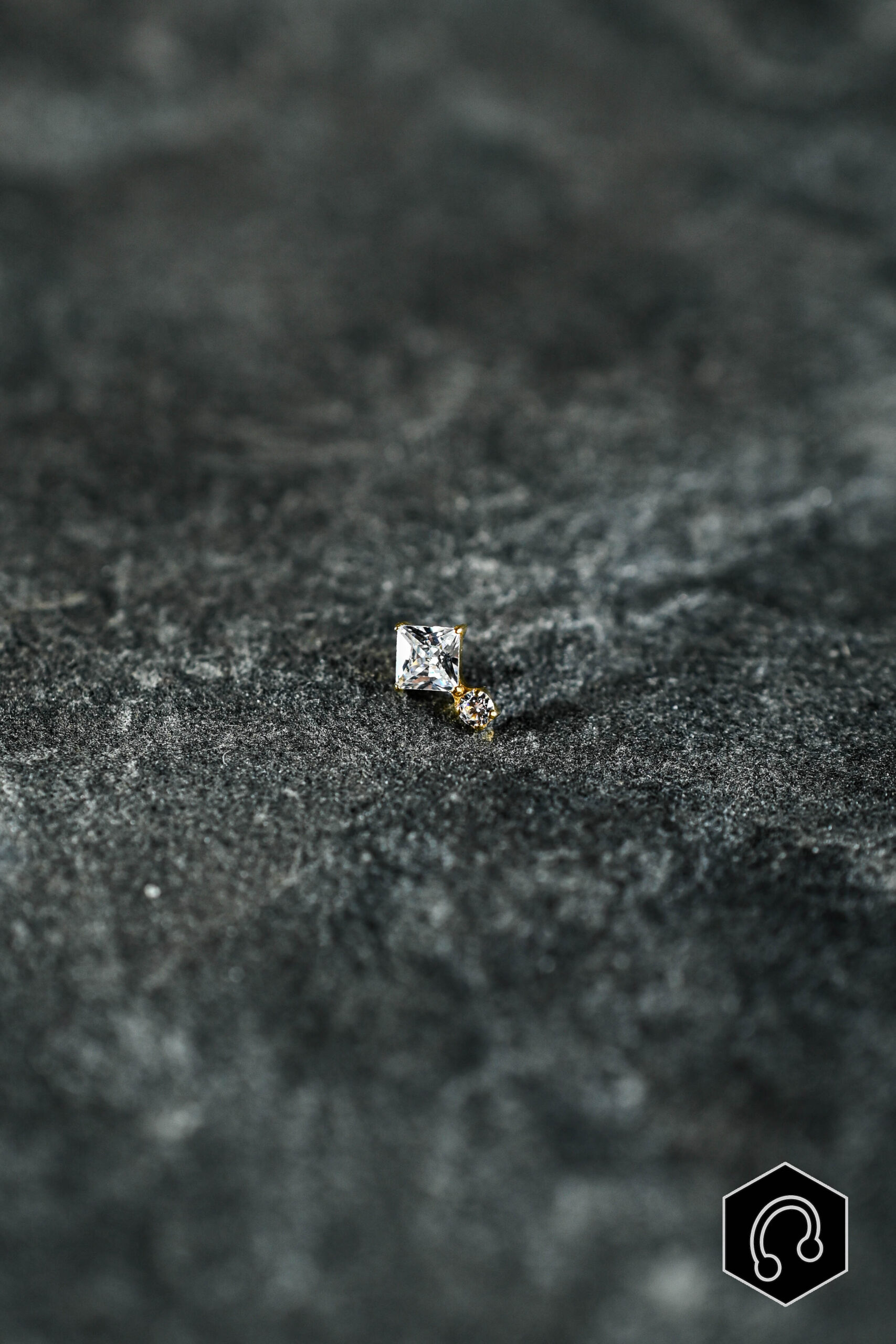 Labret Titane Doré Diamond Duo