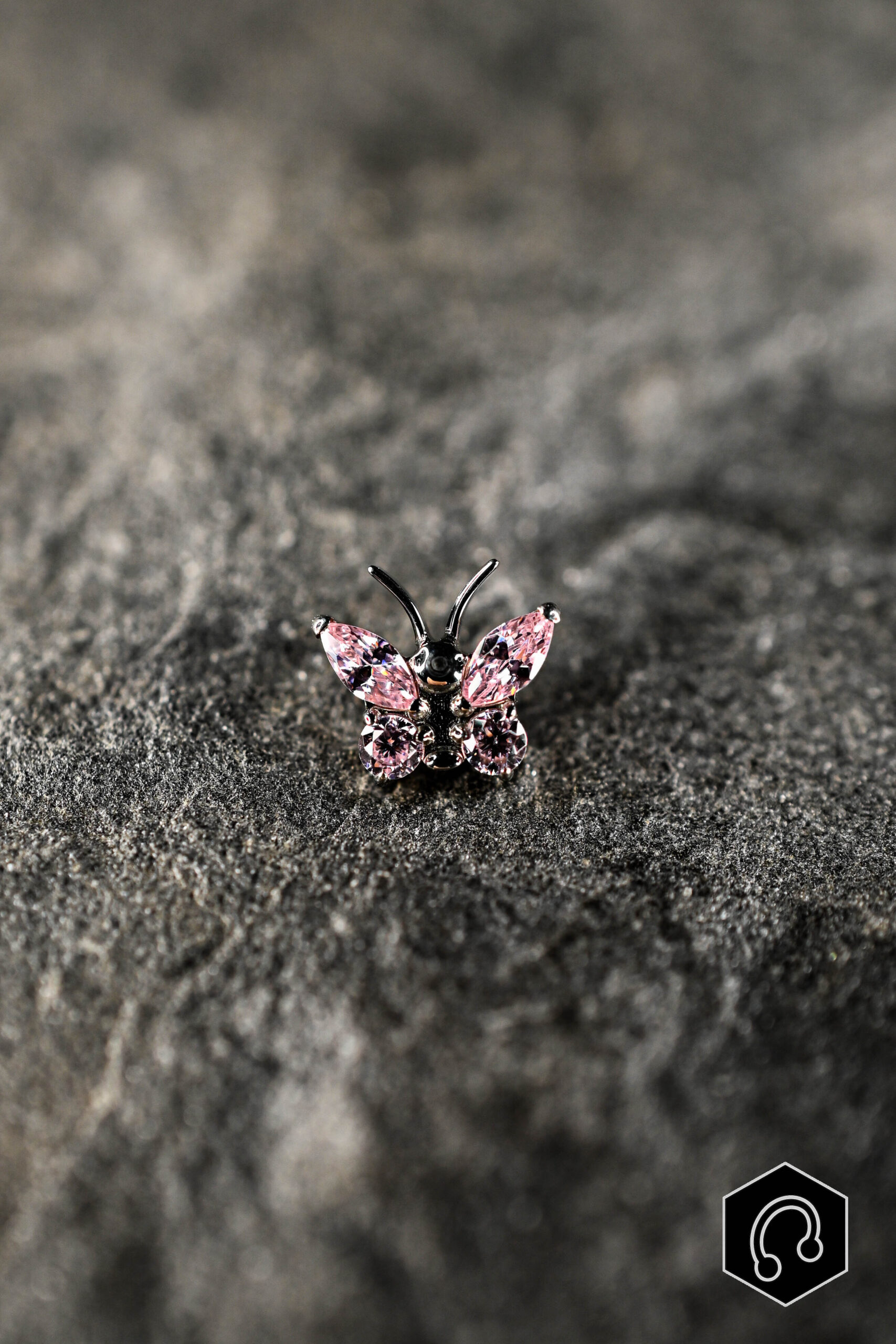 Labret Titane Rose Cristal bloom