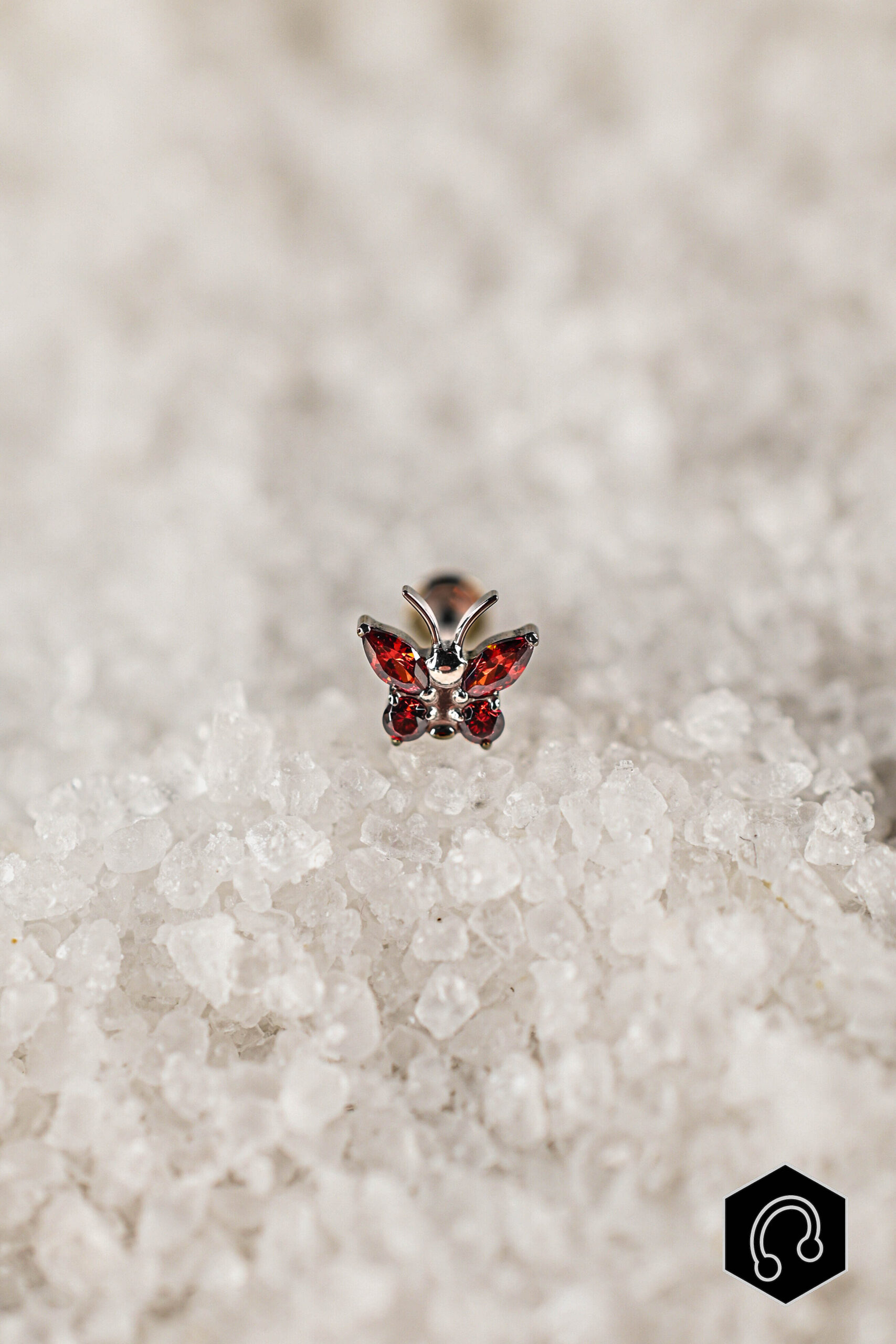 Labret Titane Rouge Cristal bloom