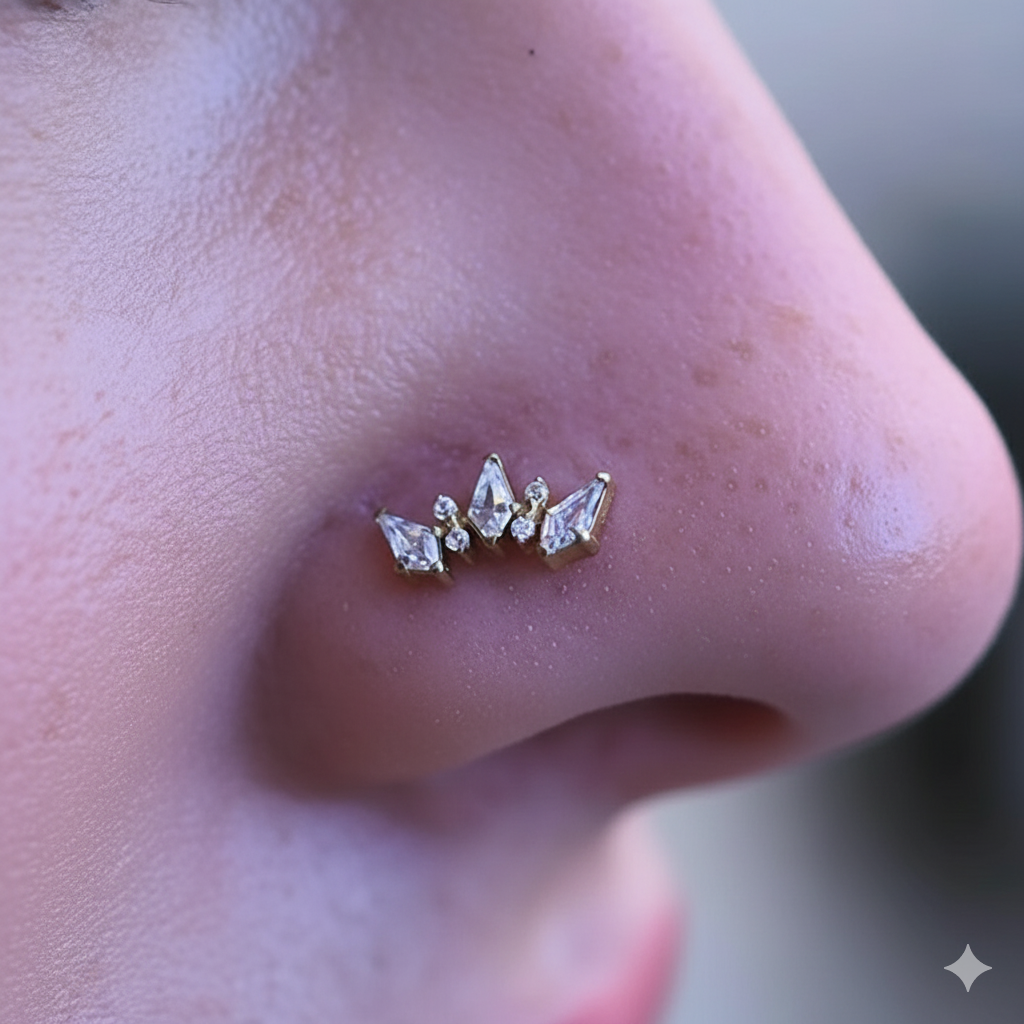 labret titane doré crystal crown piercing la boutique du perceur
