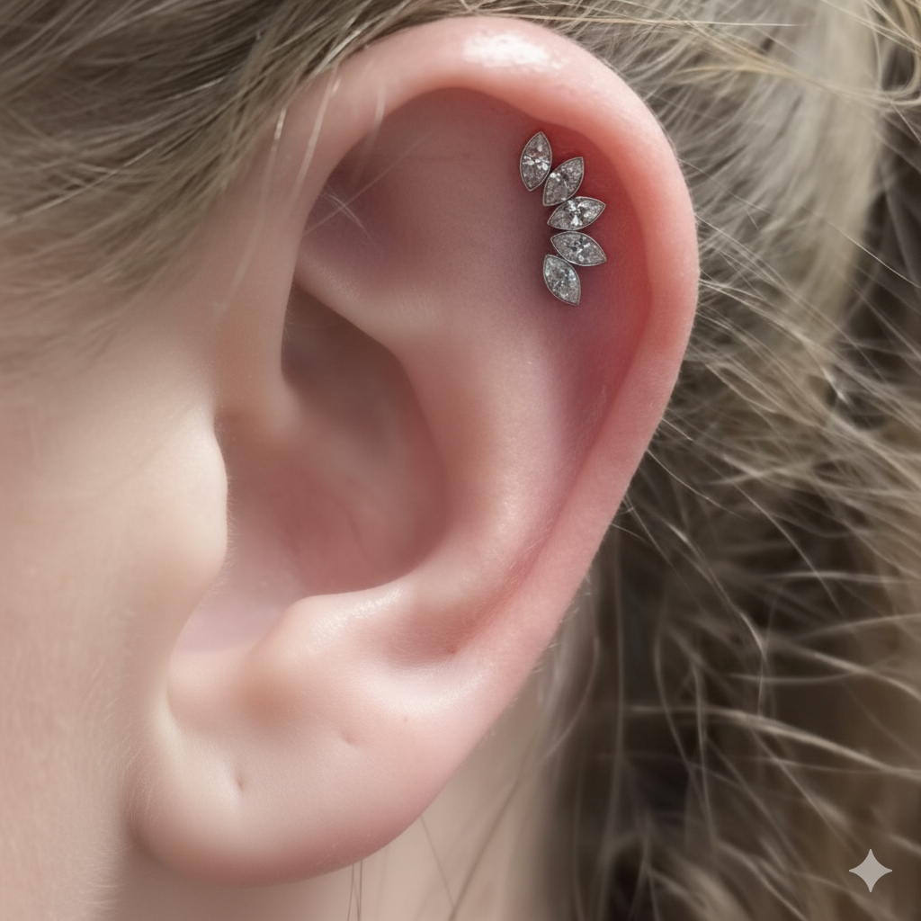 labret titane argenté lumière divine