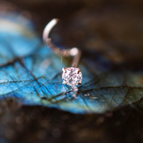 Stud Titane Argenté Éclat de Cristal