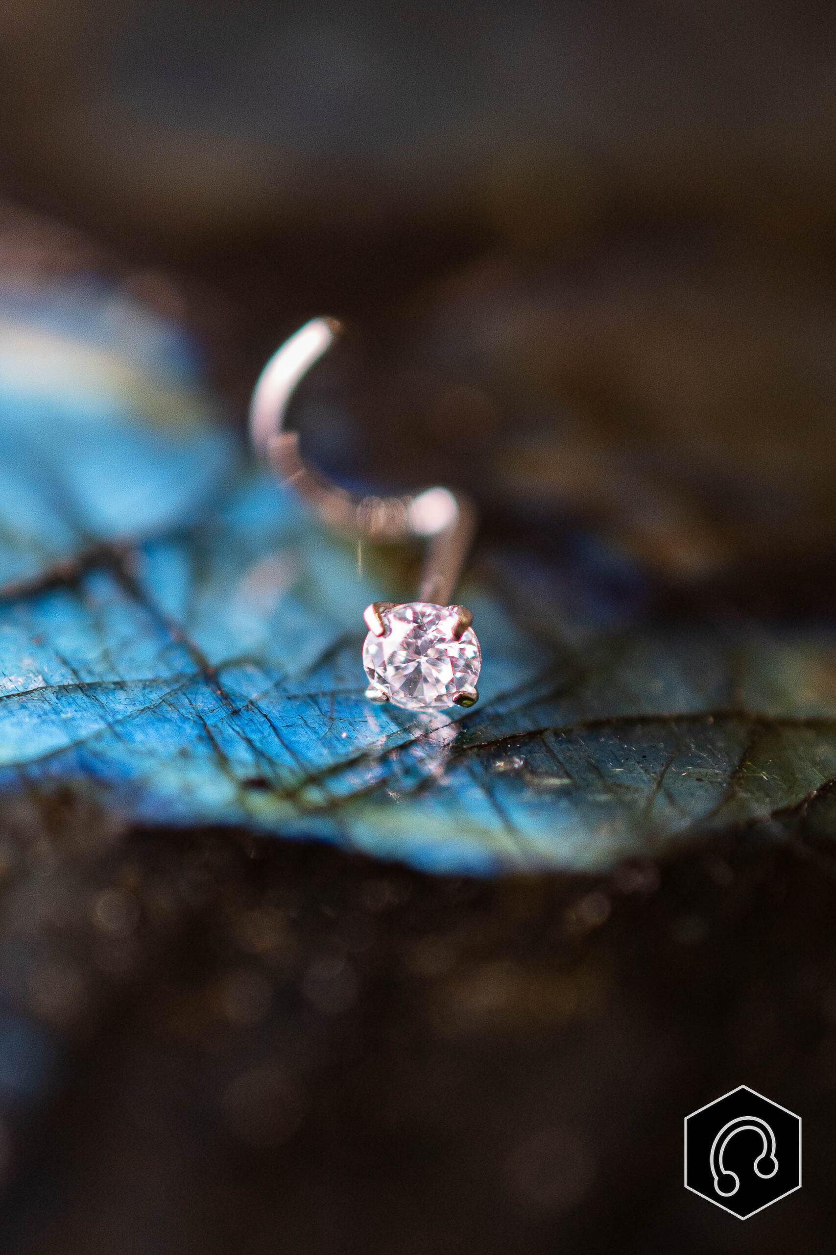 Stud Titane Argenté Éclat de Cristal