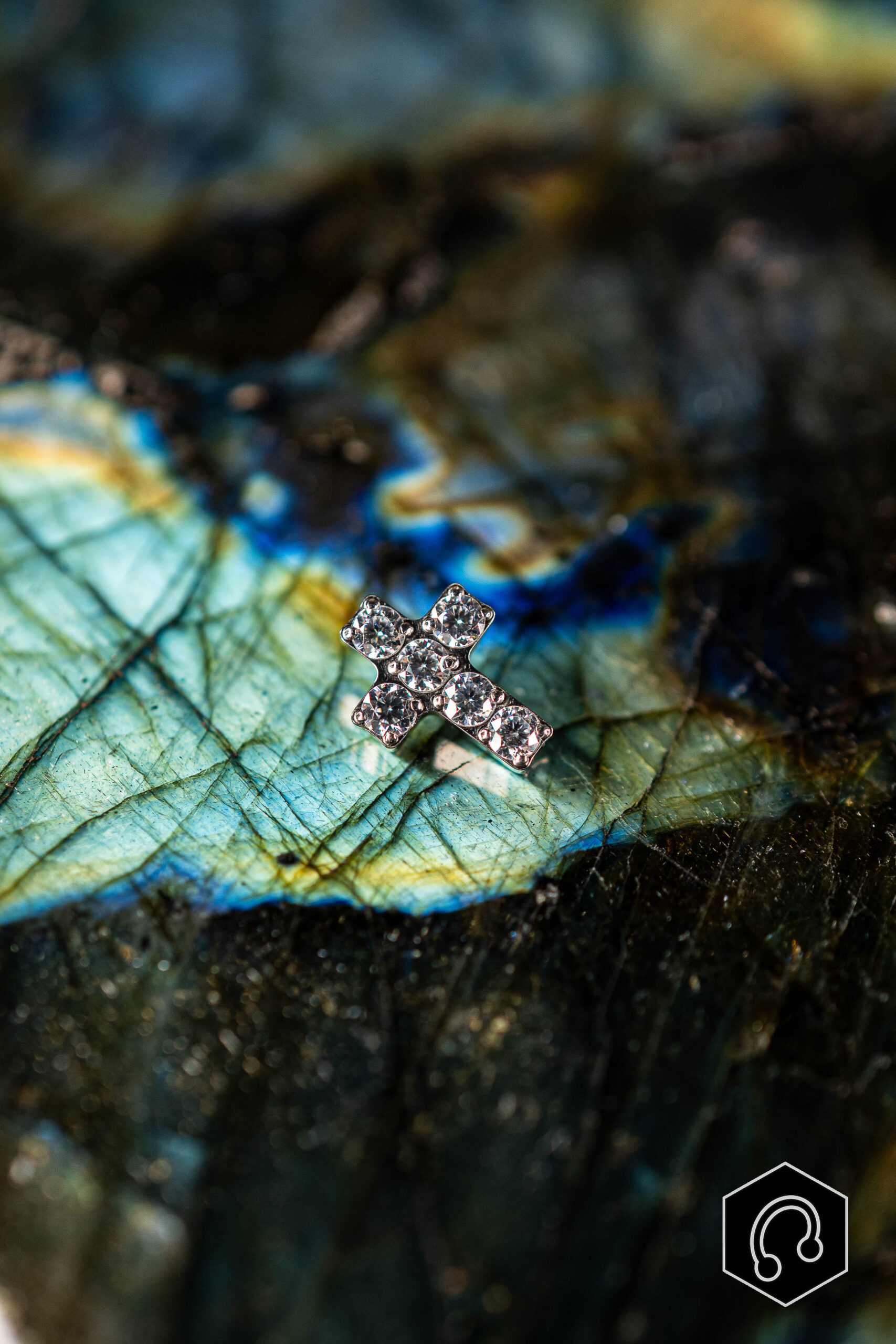 Labret Titane Argenté Divine Cross