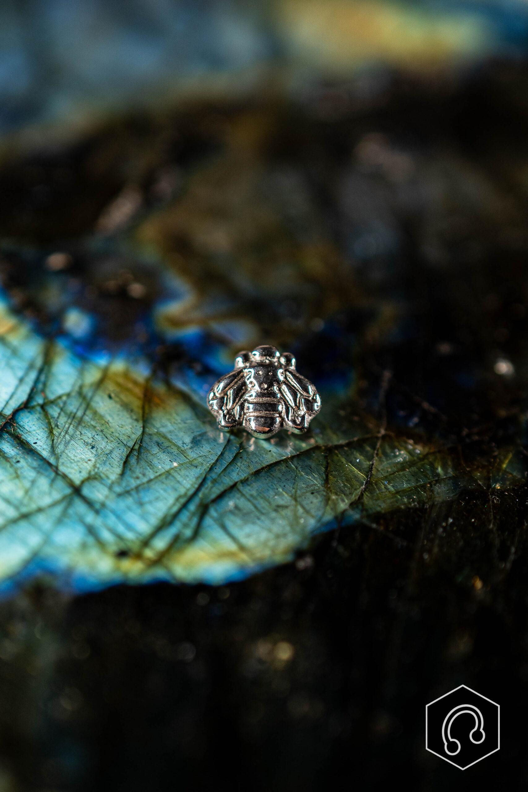 Labret Titane Argenté Bee Lucky hypoallergénique