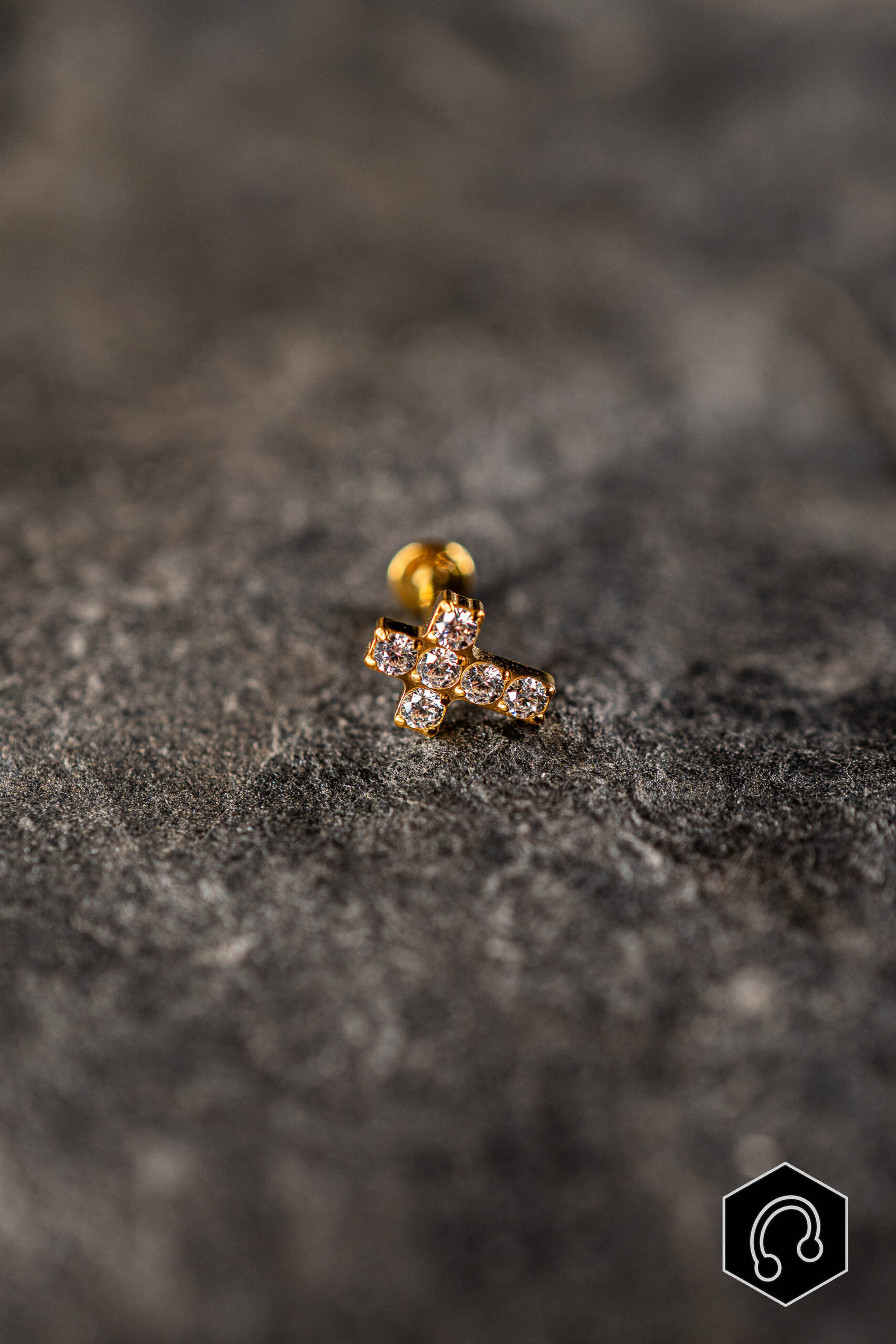 Labret Titane Doré Divine Cross