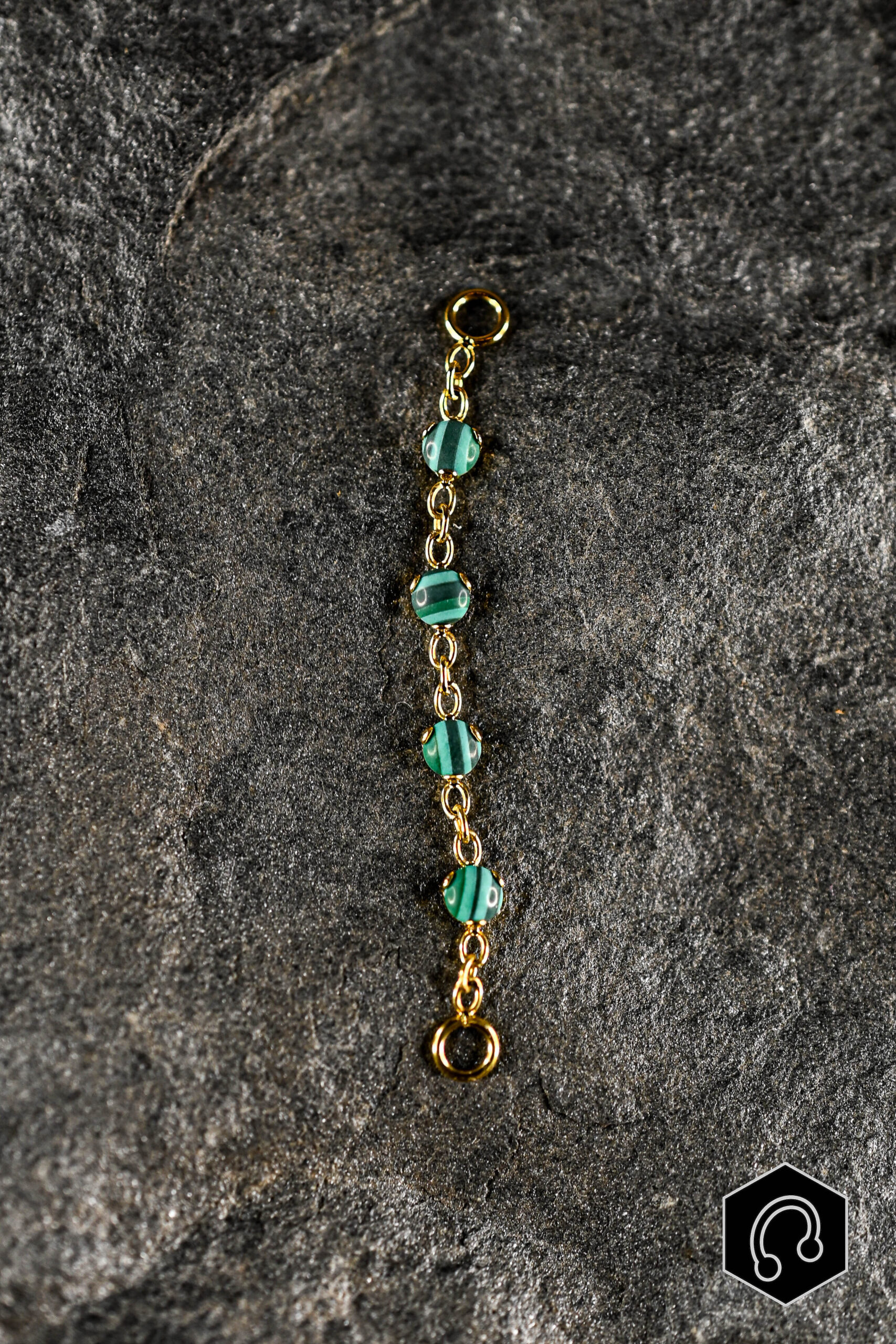 Chaine Doré Pierres Naturelles Malachite