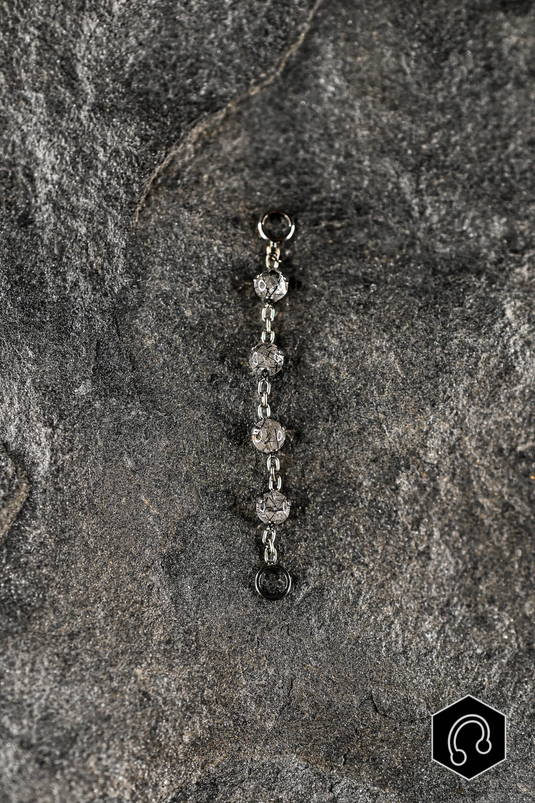 Chaine Argenté Pierres Naturelles Tourmaline Quartz