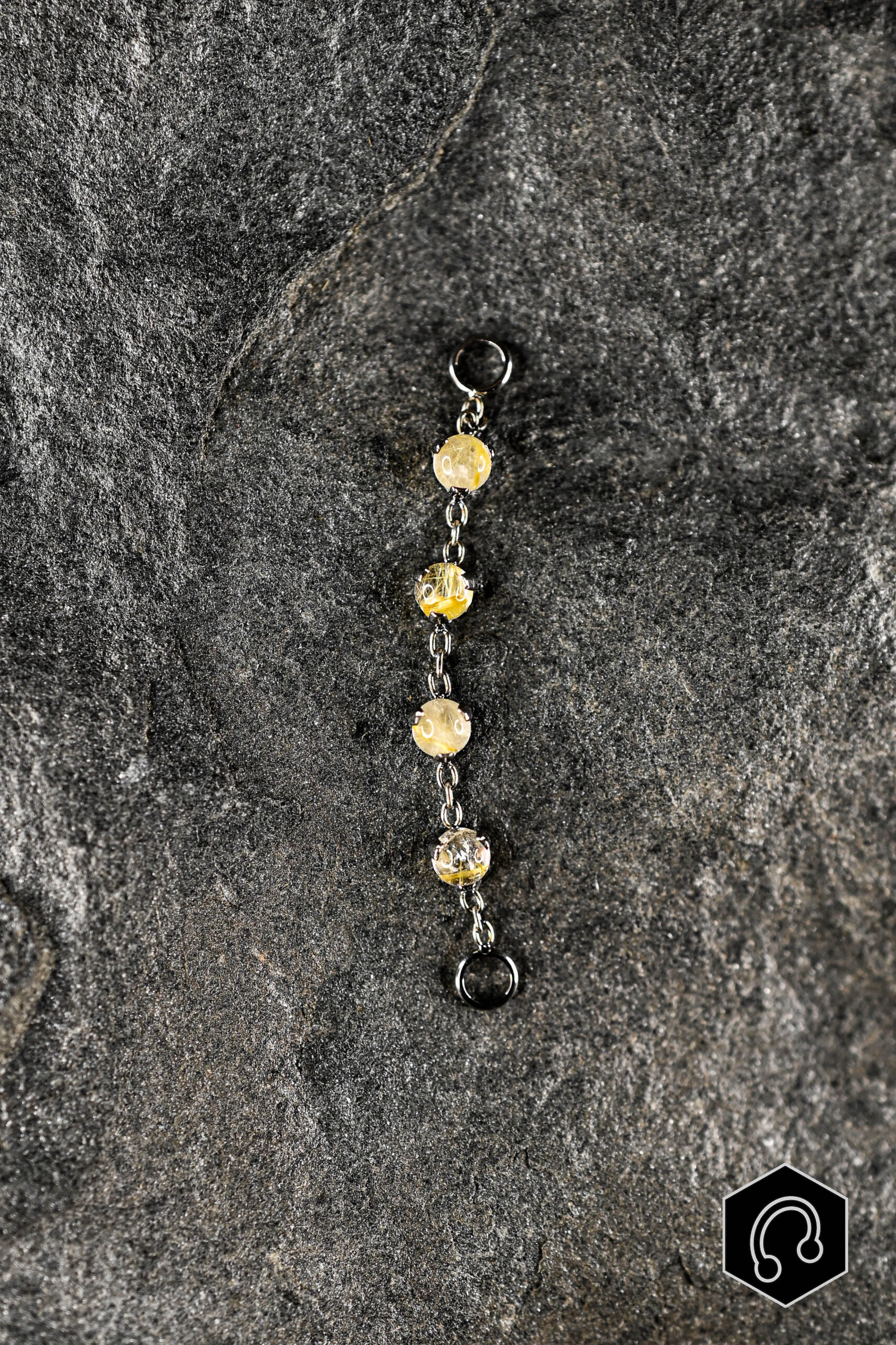 chaine argenté pierres naturelles Quartz RutileL