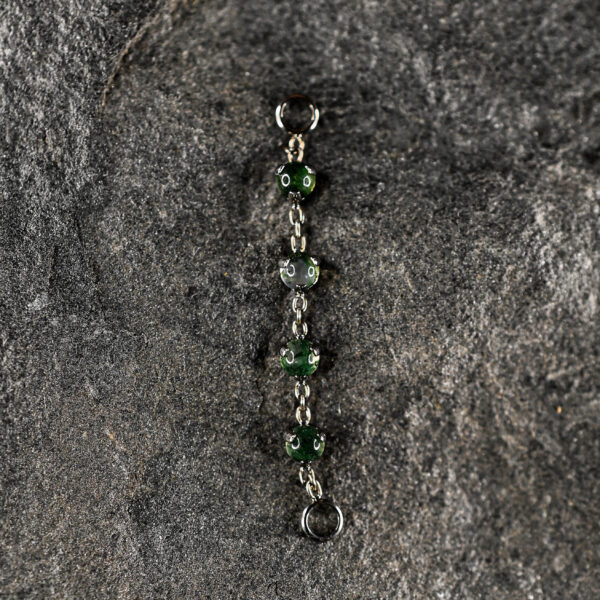 Chaine Argenté pierres naturelles Agate Moss