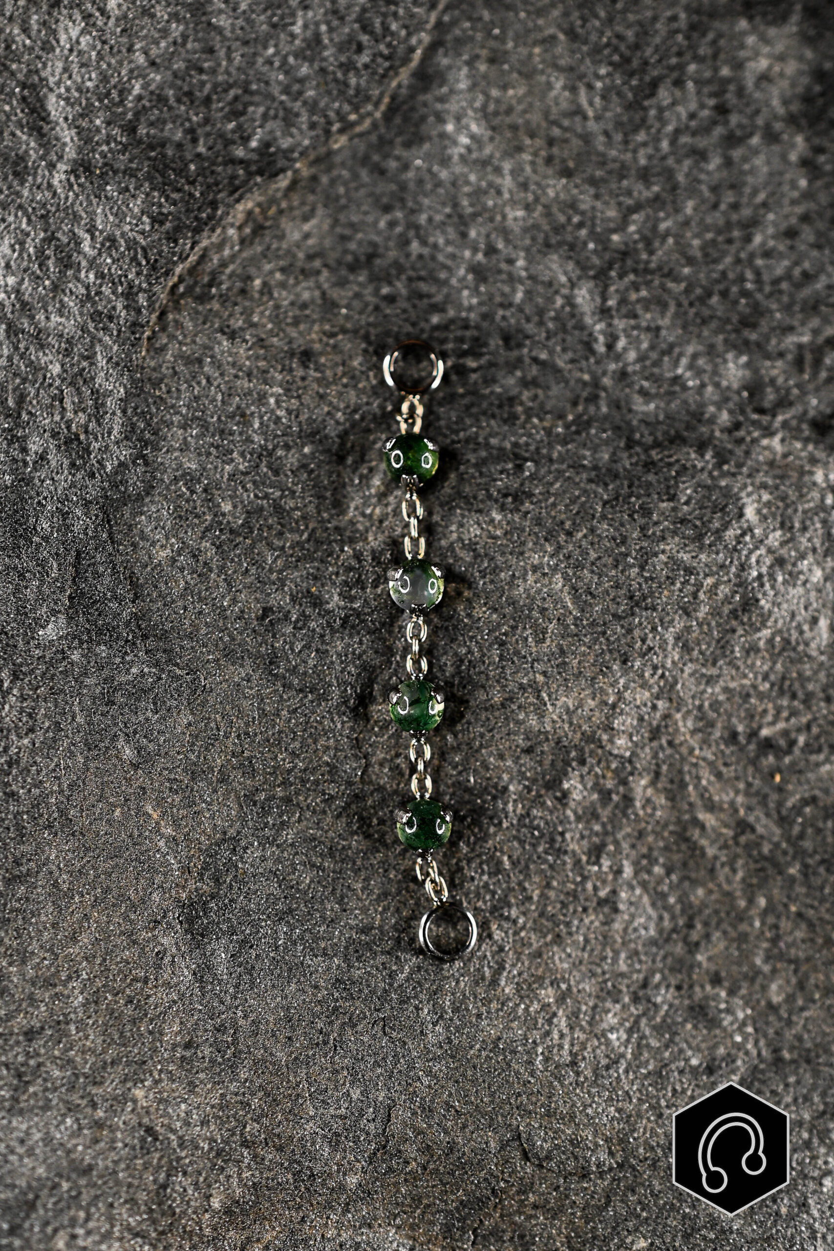 Chaine Argenté pierres naturelles Agate Moss