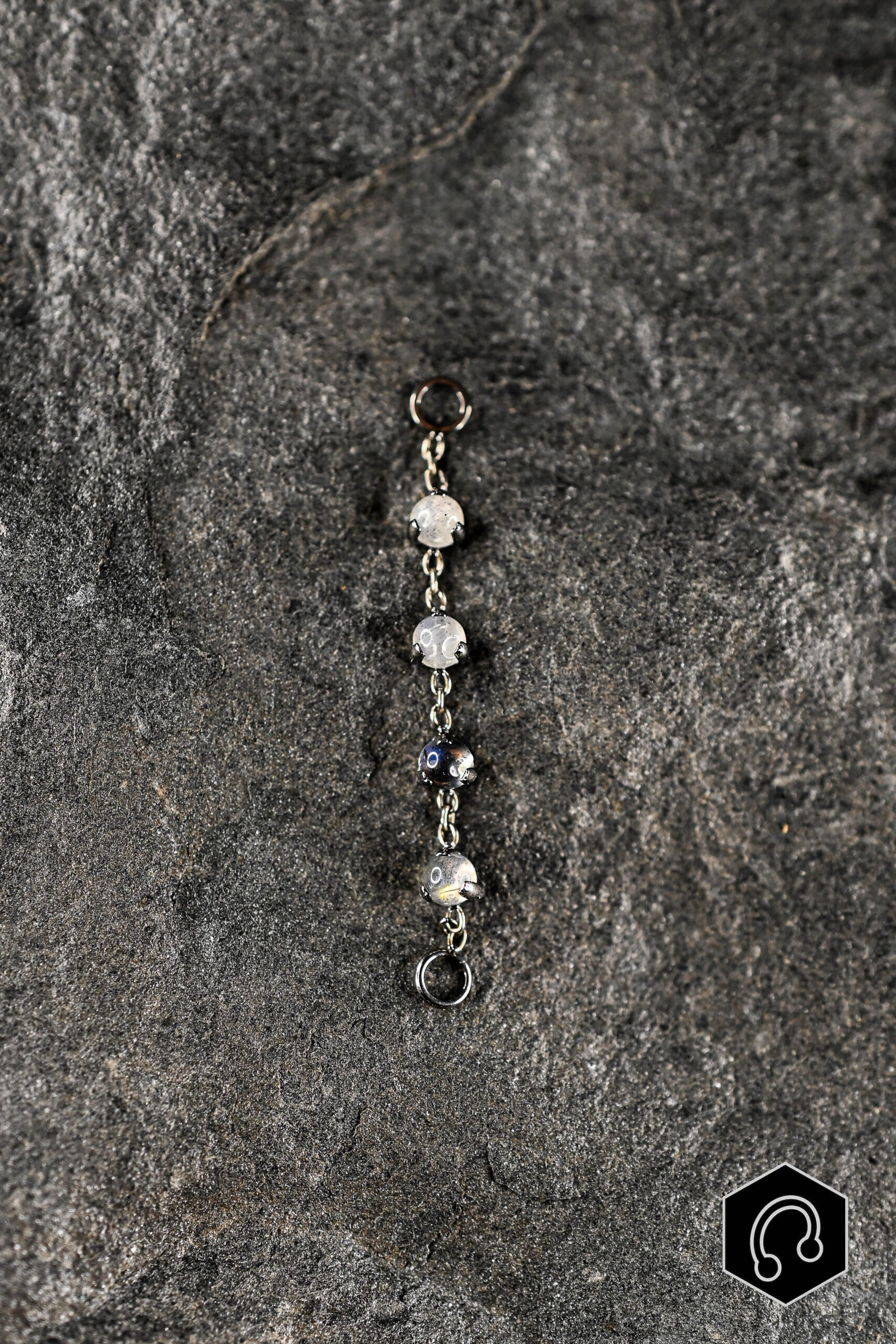 Chaine Argenté Pierres Naturelles Labradorite Grise