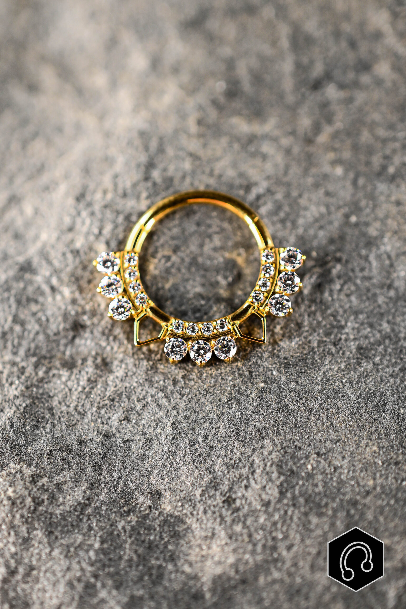 Anneau Clicker Titane Doré Diamond Grace