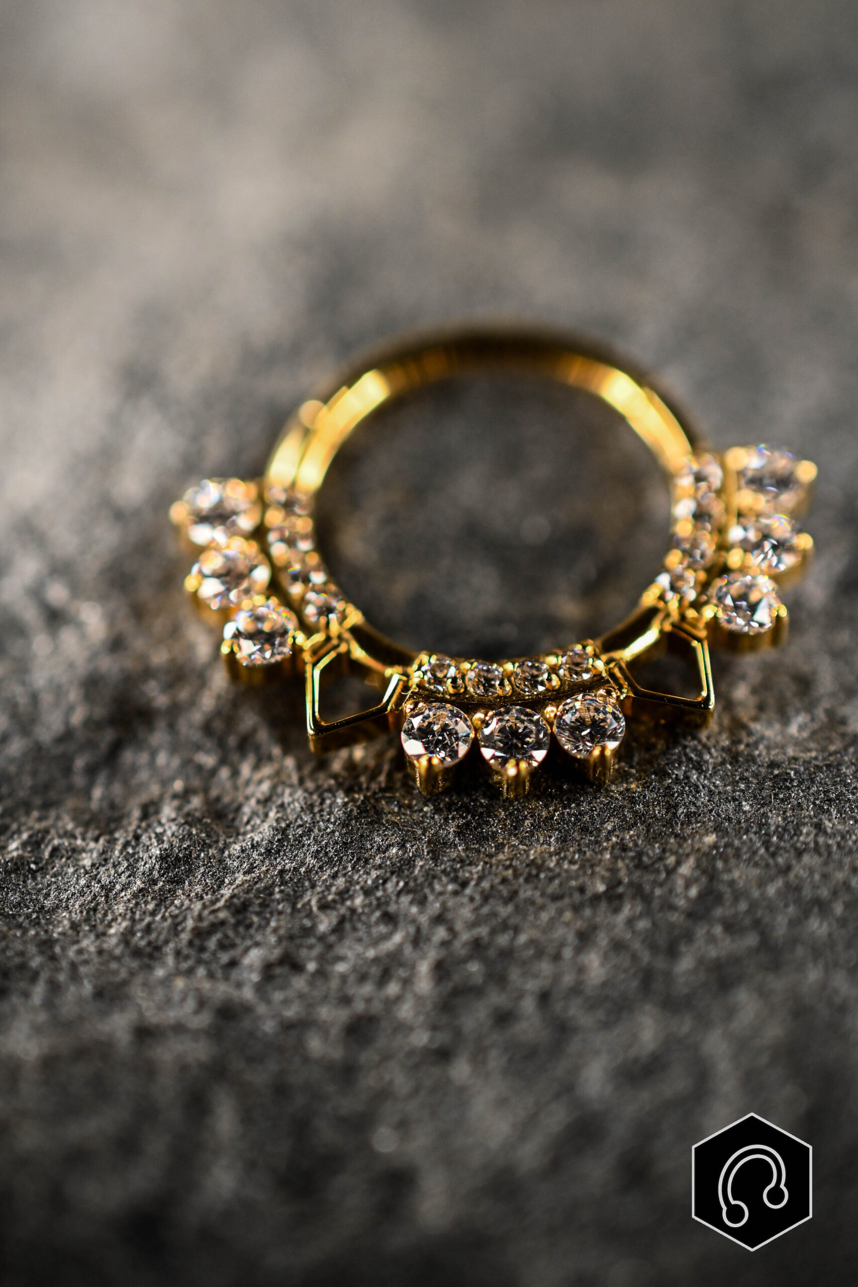 Anneau Clicker Titane Doré Diamond Grace