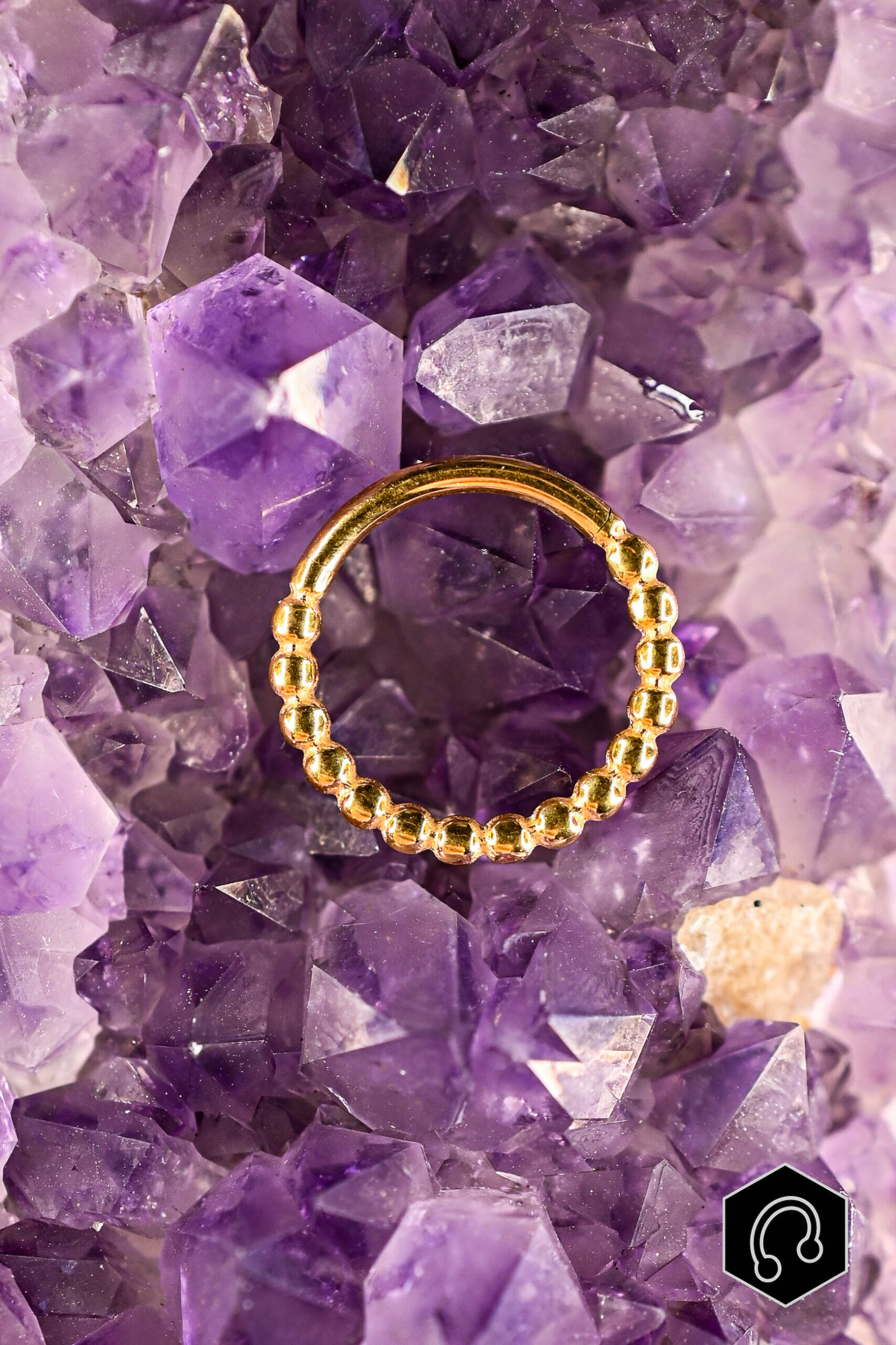 Anneau Clicker Titane Doré Beads