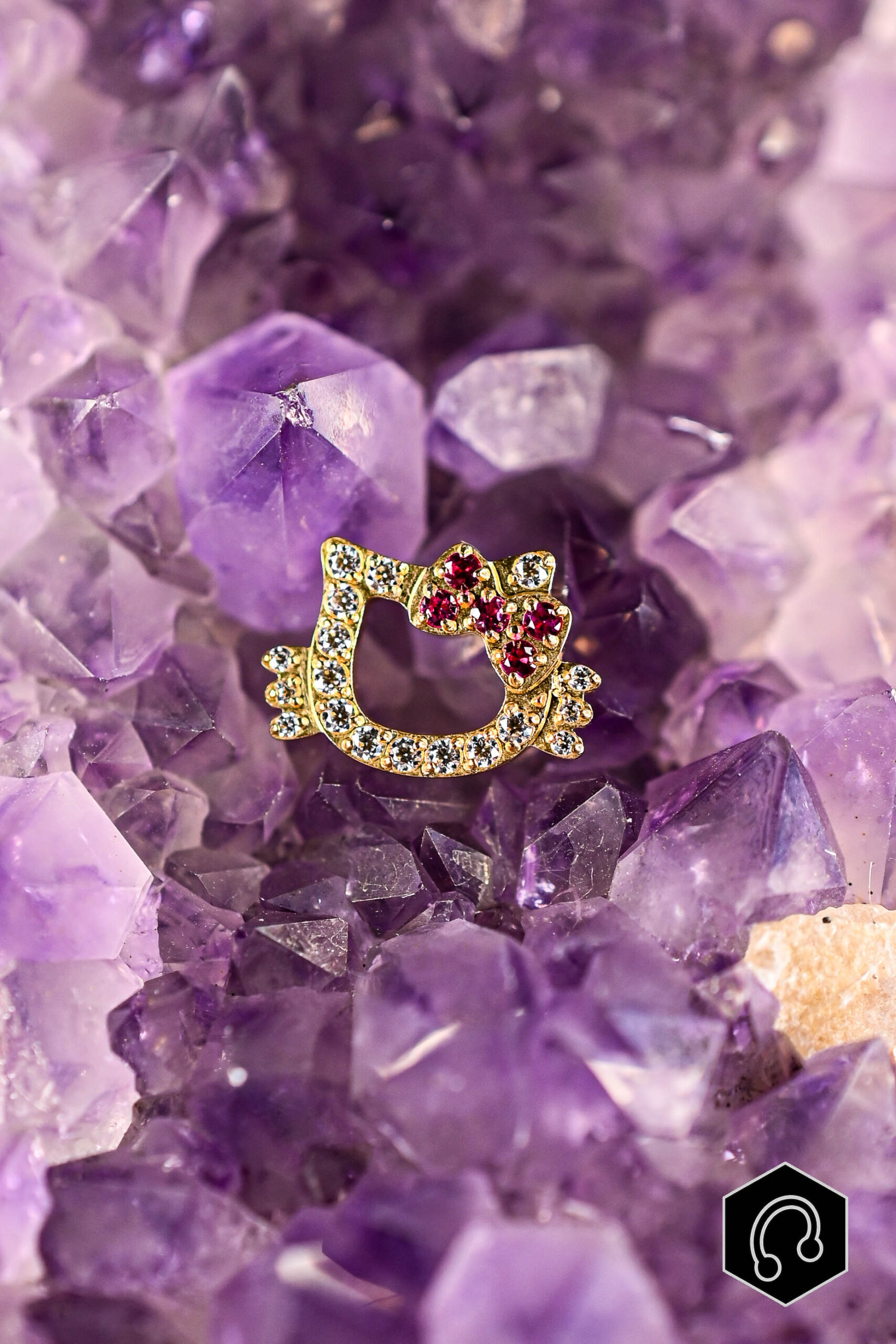 Labret Titane Golden Kitty Sparkle