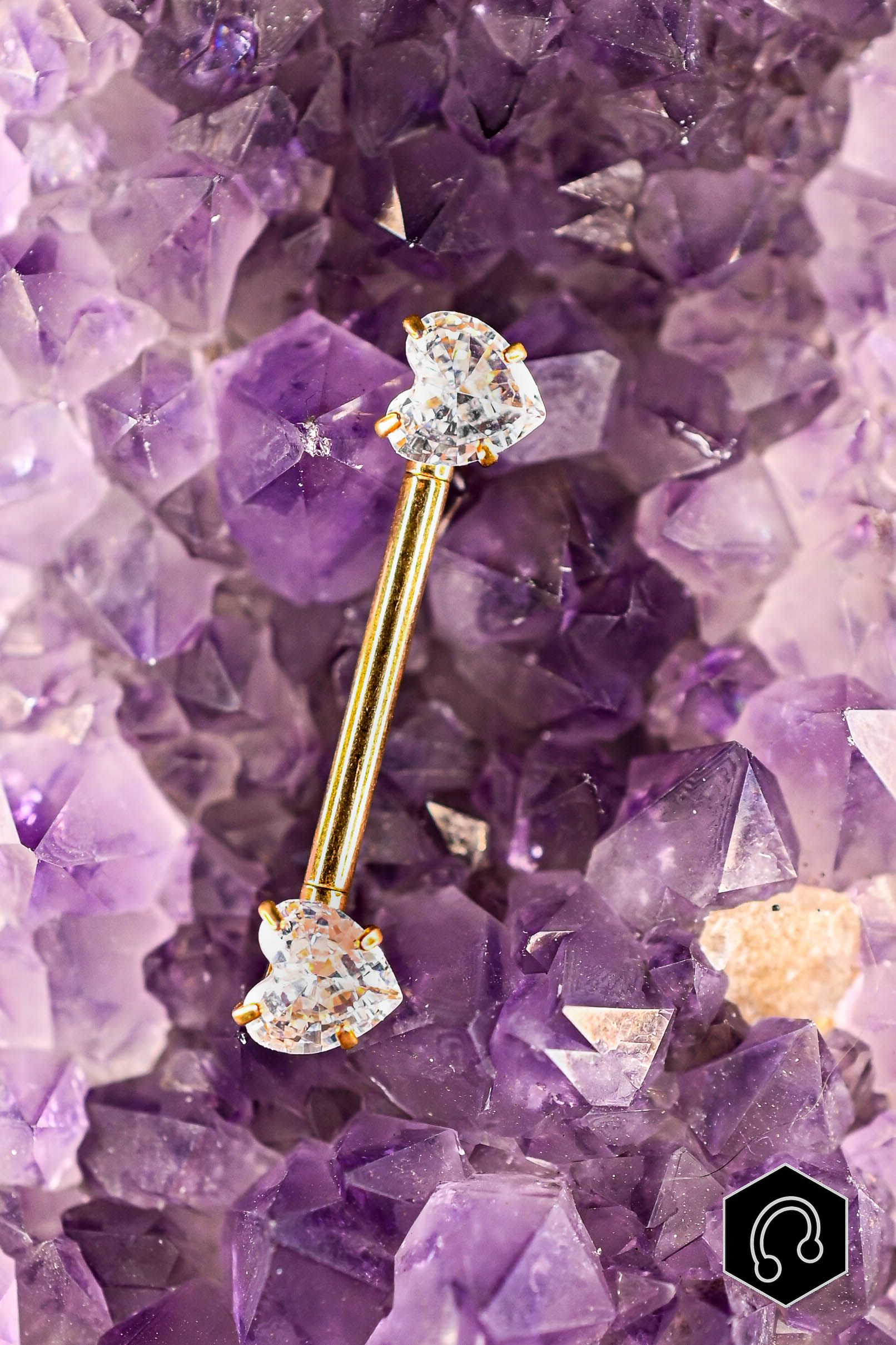 barre téton doré Heart Duo