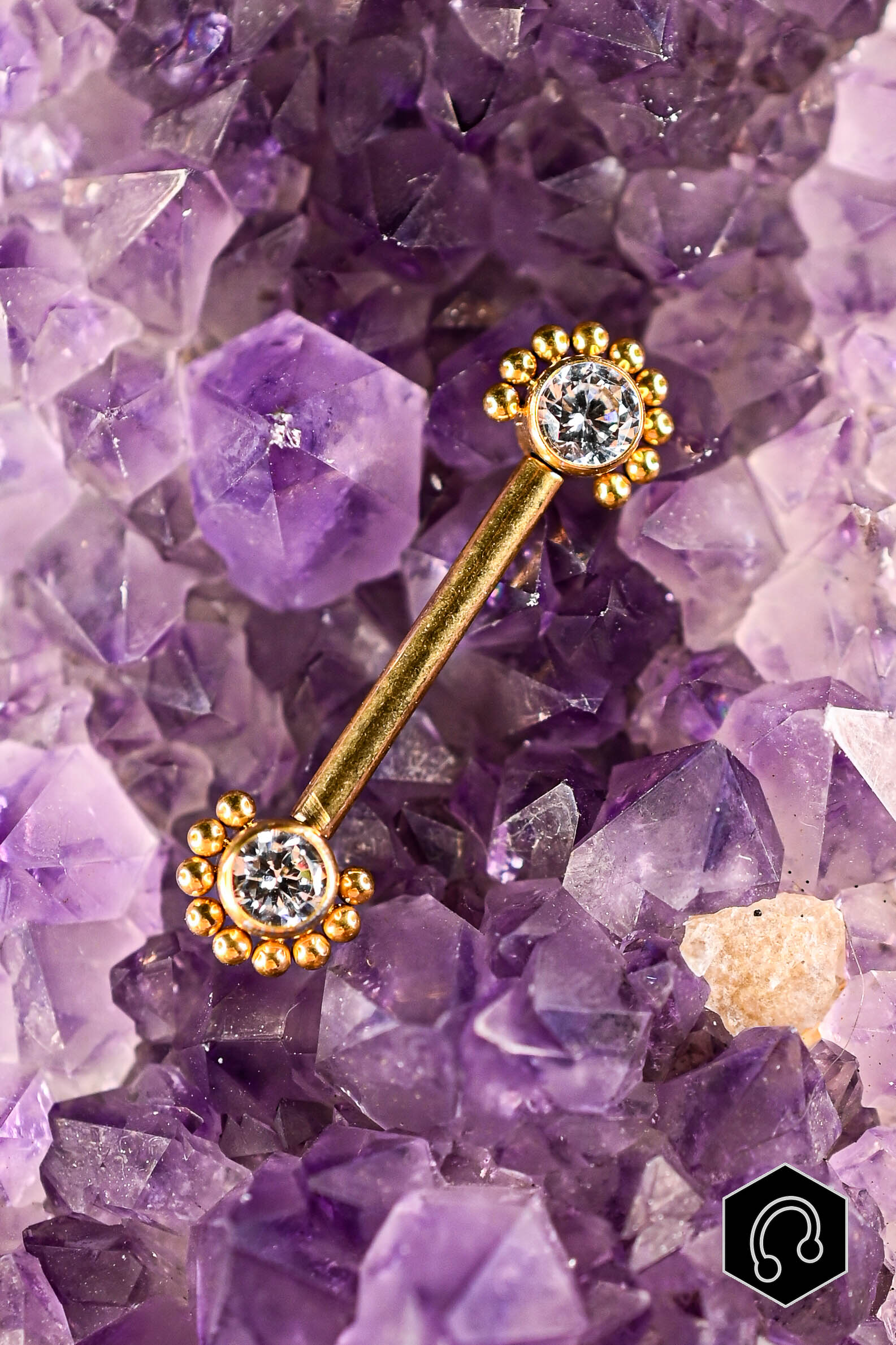 Barre téton titane Golden Blossom