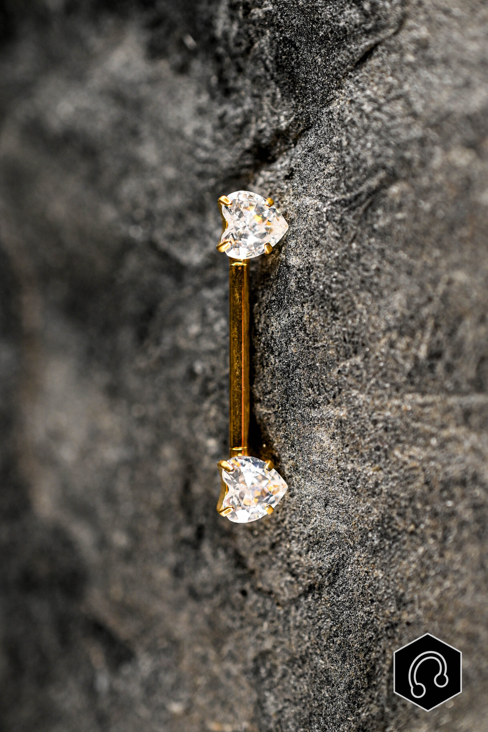 barre téton doré Heart Duo