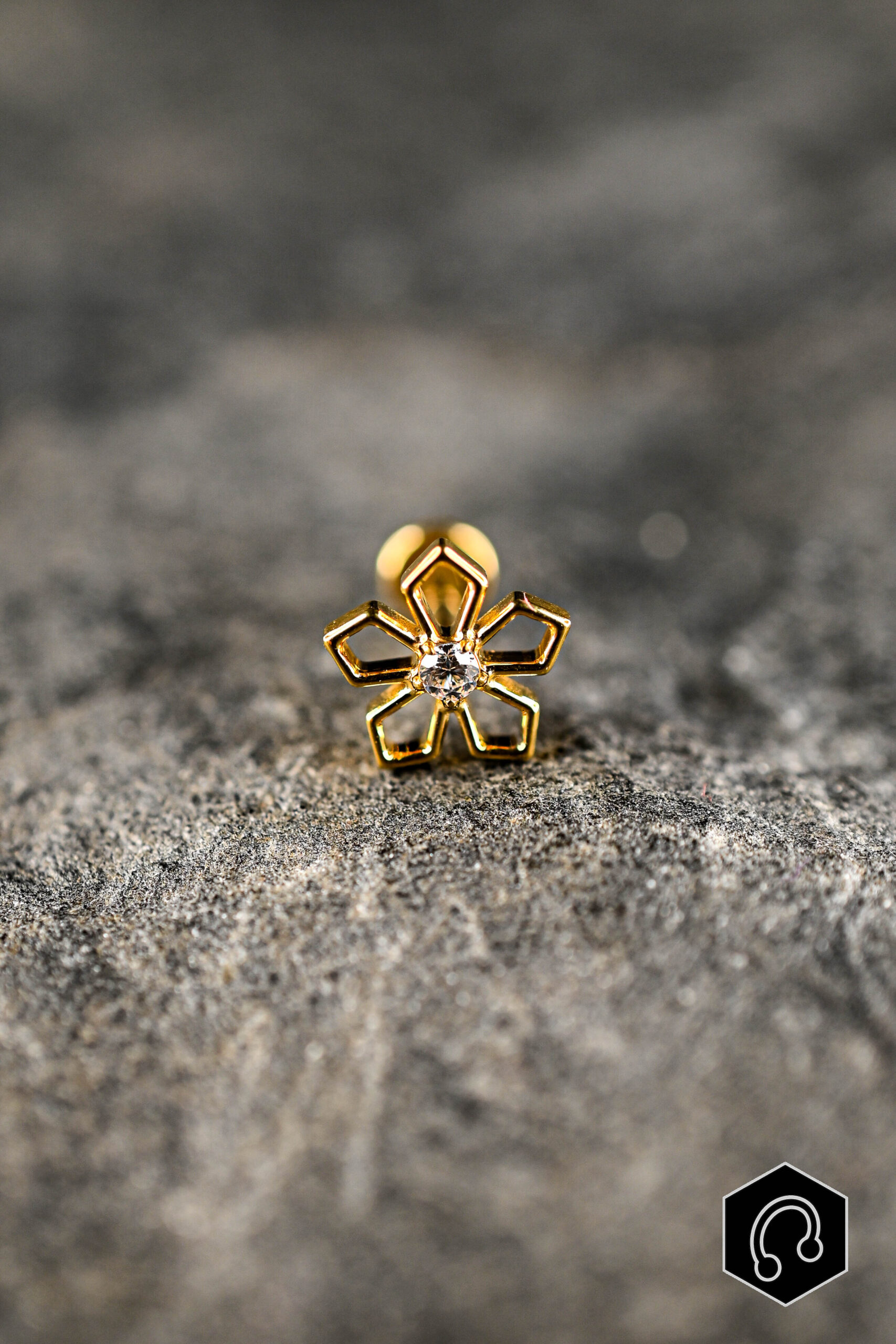 Labret Titane Doré FlowerBloom