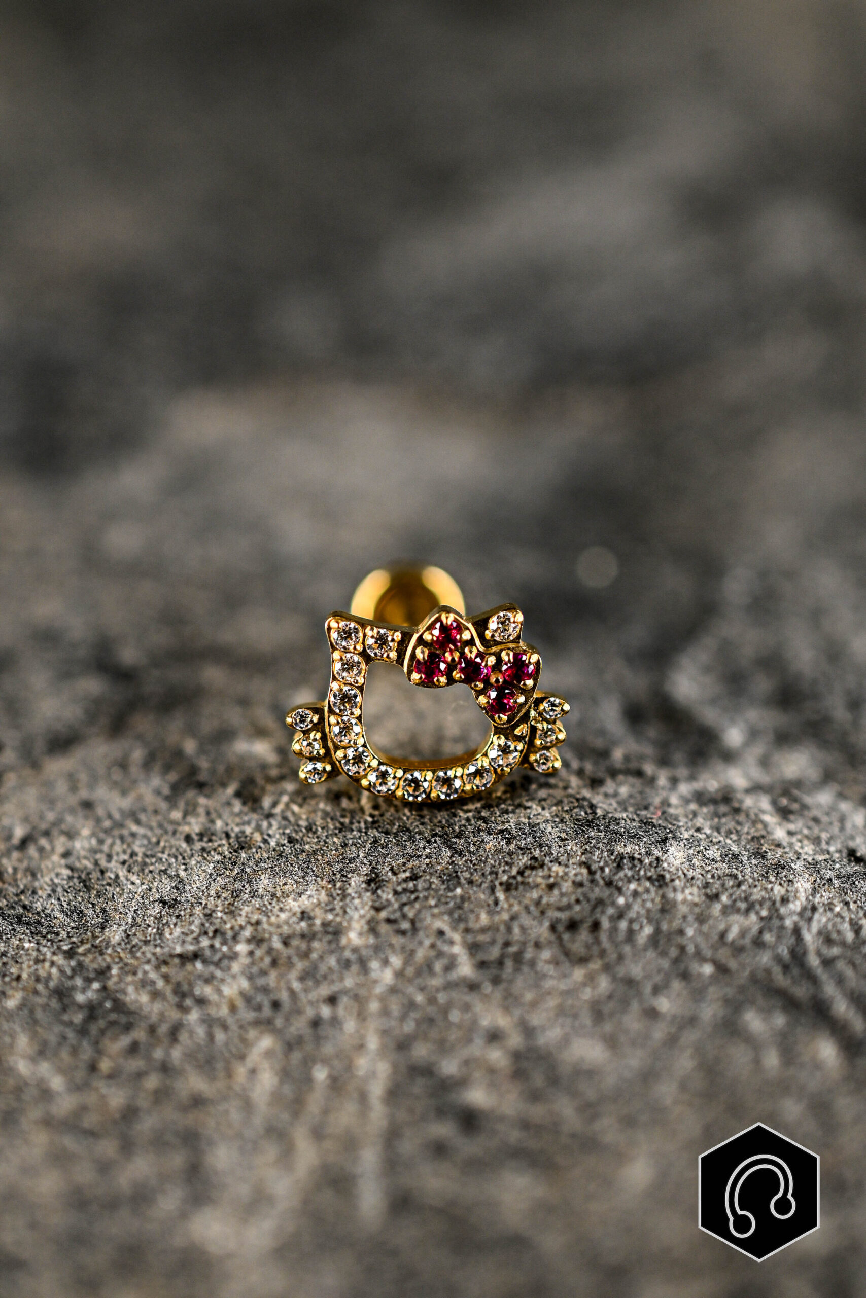 Labret Titane Golden Kitty Sparkle